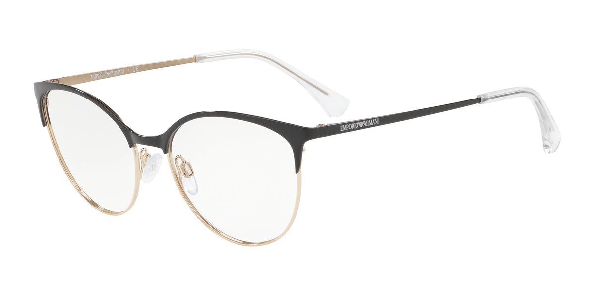 Emporio Armani EA1087 in Shiny Black & Pale Gold, three-quarter view #Colour_Shiny Black & Pale Gold (3014)