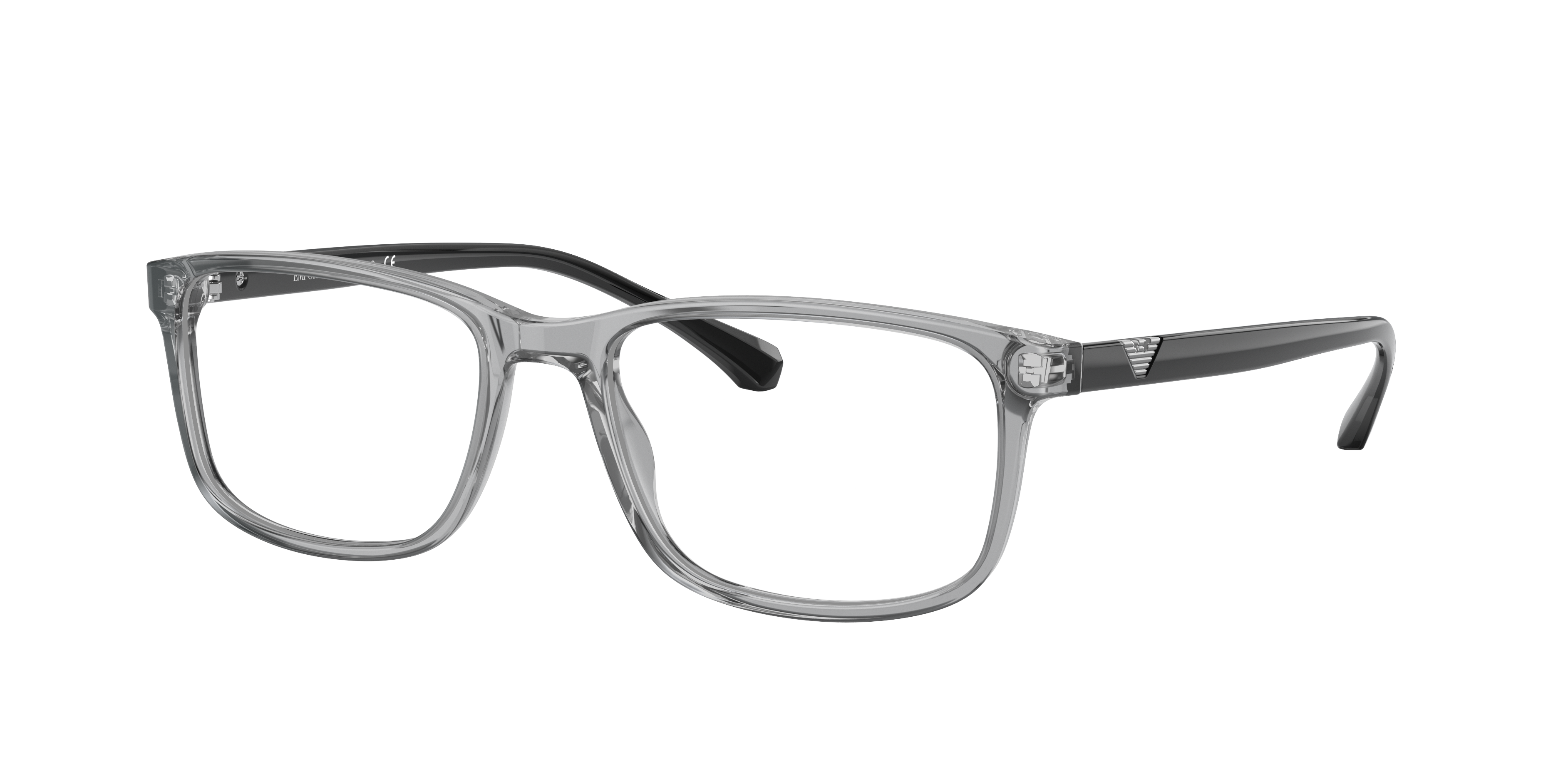 Emporio Armani EA3098 in Transparent Grey, three-quarter view #Colour_Transparent Grey