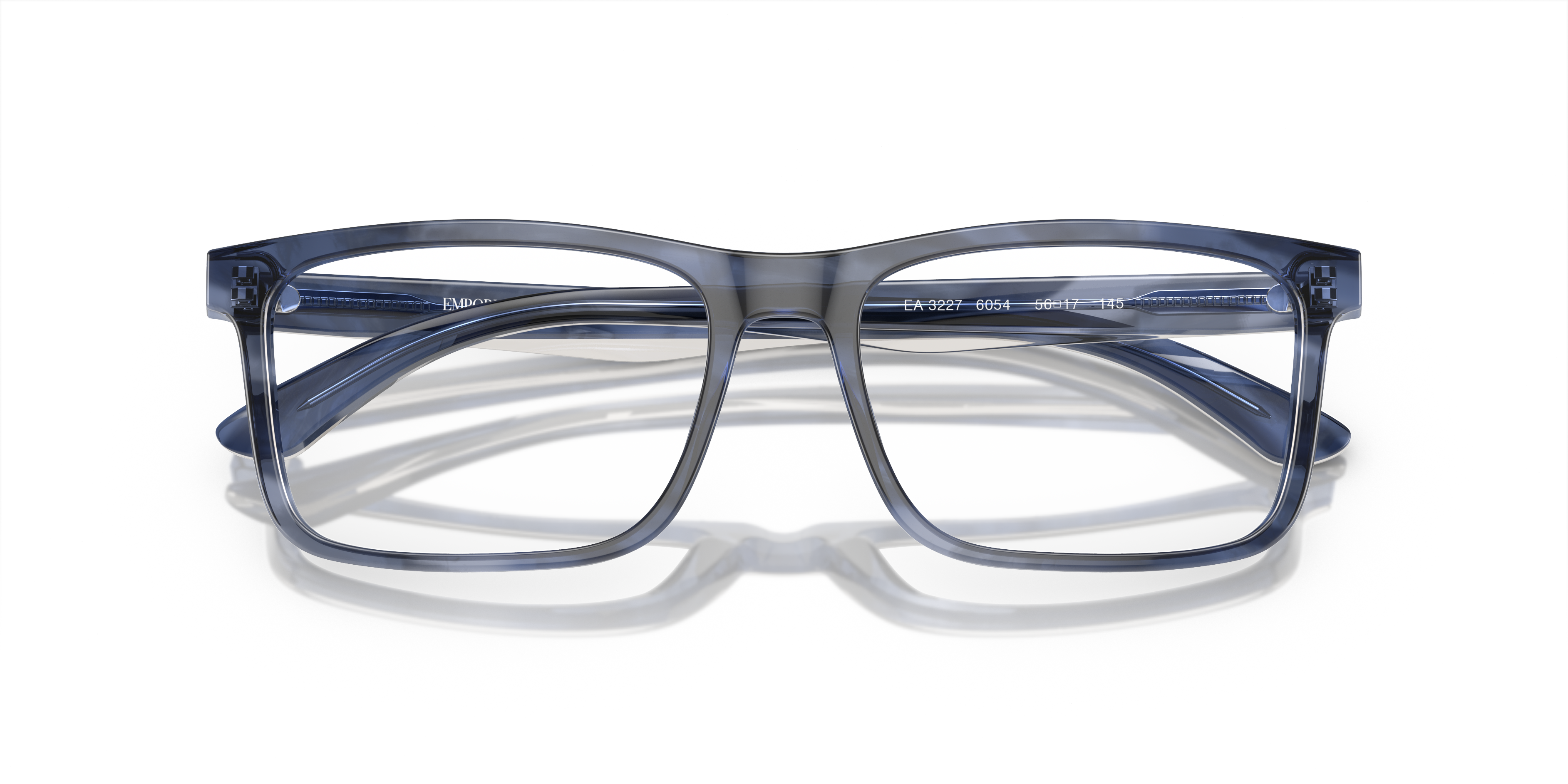 Emporio Armani EA3227 in Shiny Blue / Top Smoke, angled front view #Colour_Shiny Blue / Top Smoke (6054)