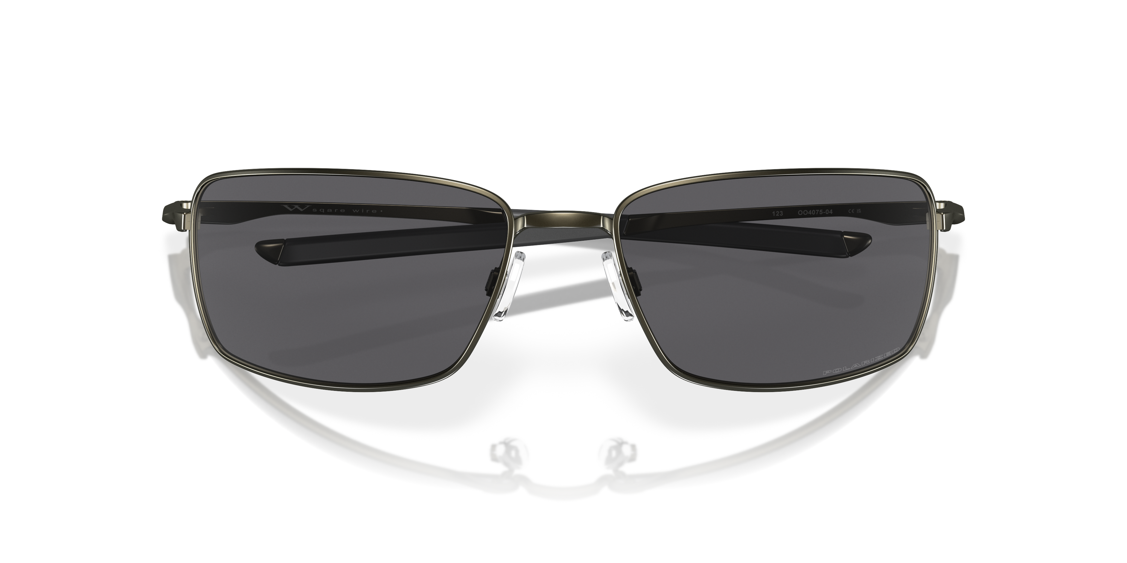 Oakley Square Wire OO4075 in Carbon / Grey Polarized, front detail view #Colour_Carbon / Grey Polarized
