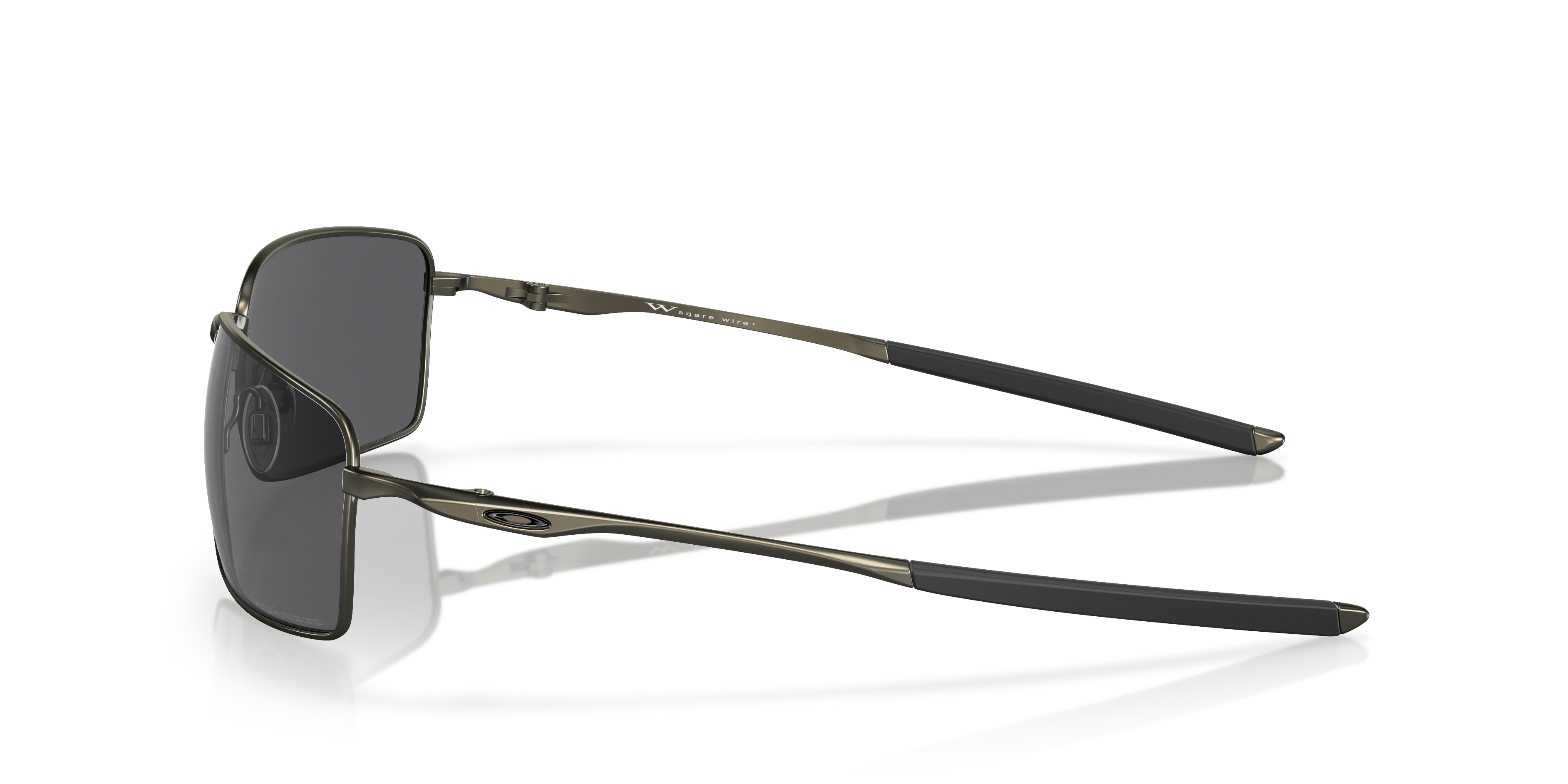 Oakley Square Wire OO4075 in Carbon / Grey Polarized, side view #Colour_Carbon / Grey Polarized