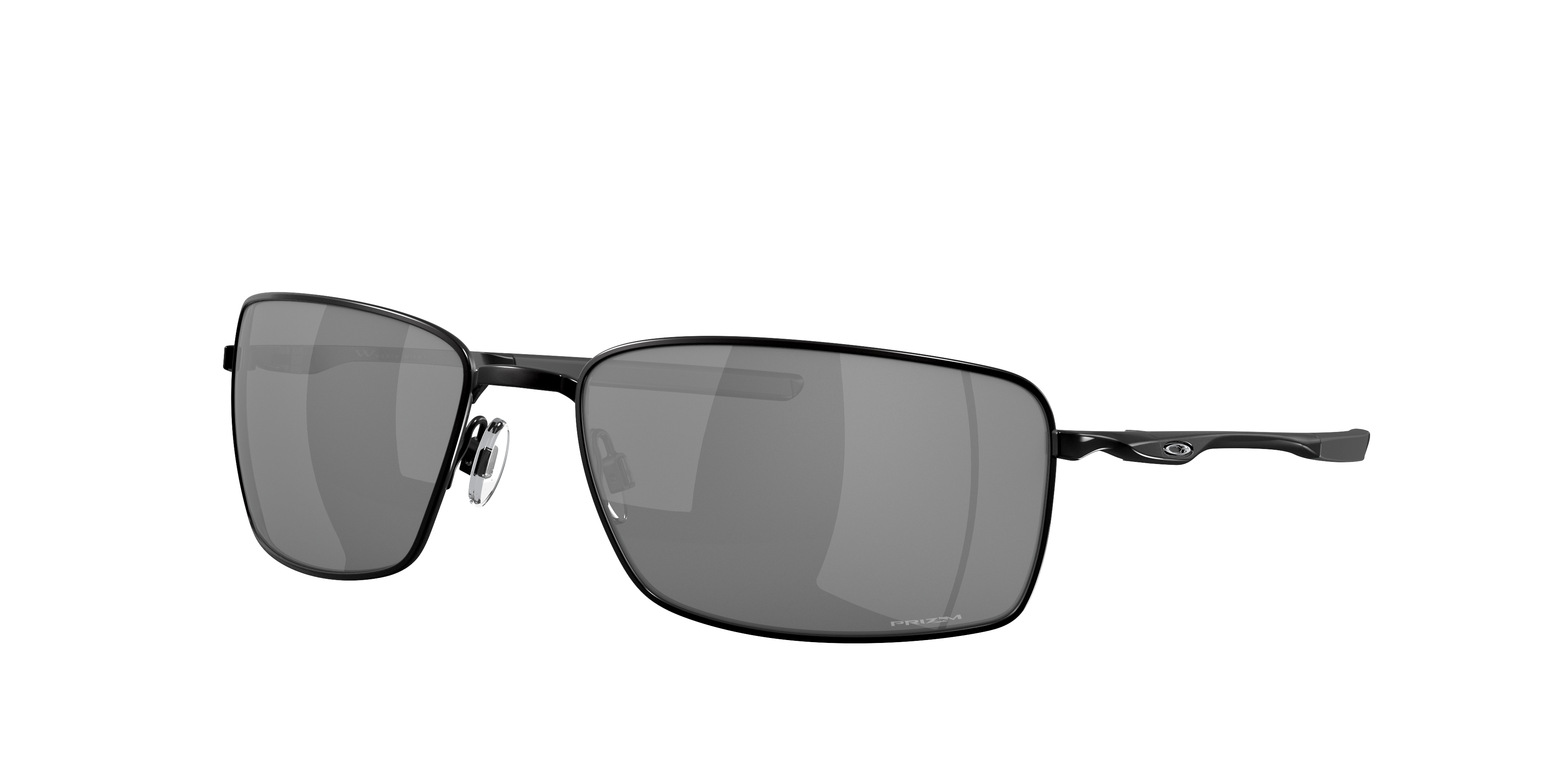 Oakley Square Wire OO4075 in Polished Black / Prizm Black, three-quarter view #Colour_Polished Black / Prizm Black