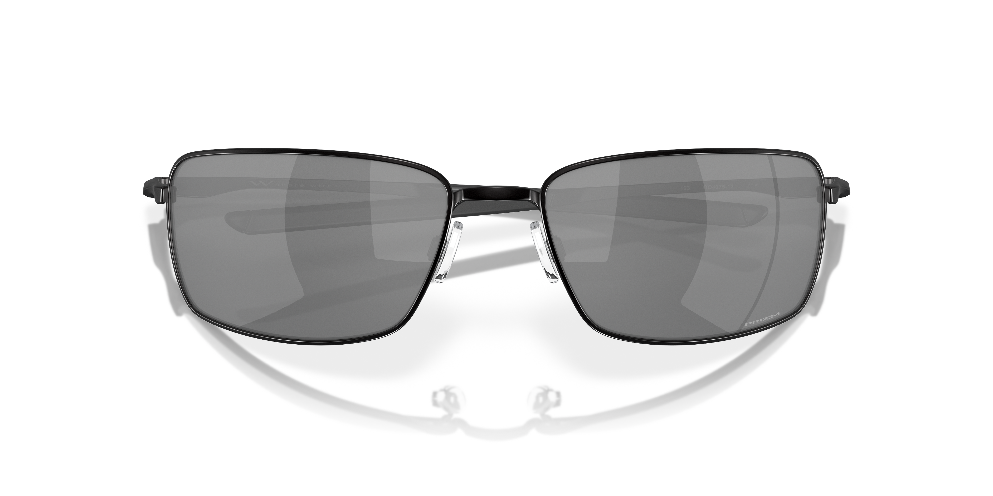 Oakley Square Wire OO4075 in Polished Black / Prizm Black, front detail view #Colour_Polished Black / Prizm Black