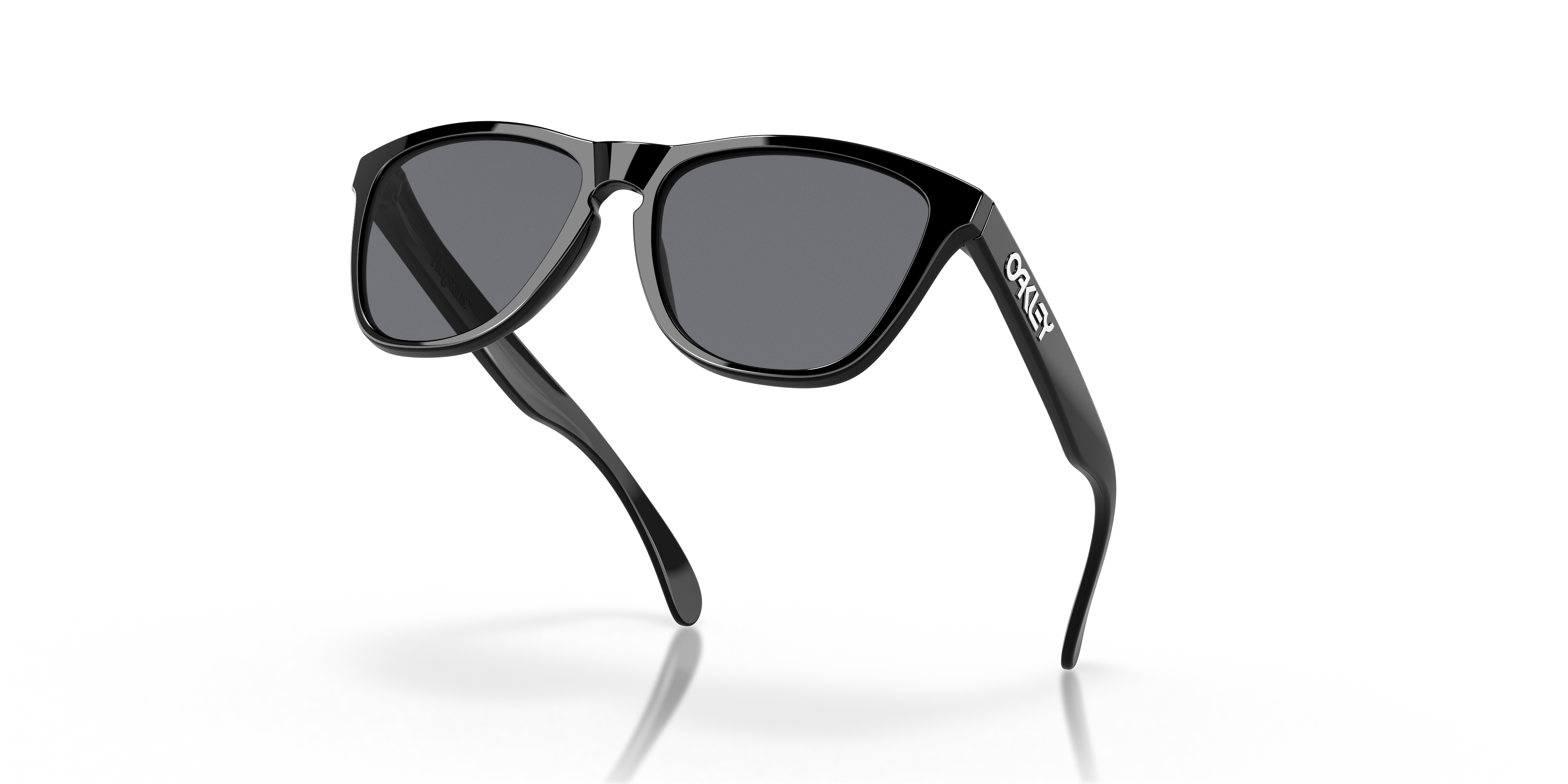 Oakley Frogskins OO9013 in Polished Black / Grey, angled view #Colour_Polished Black / Grey