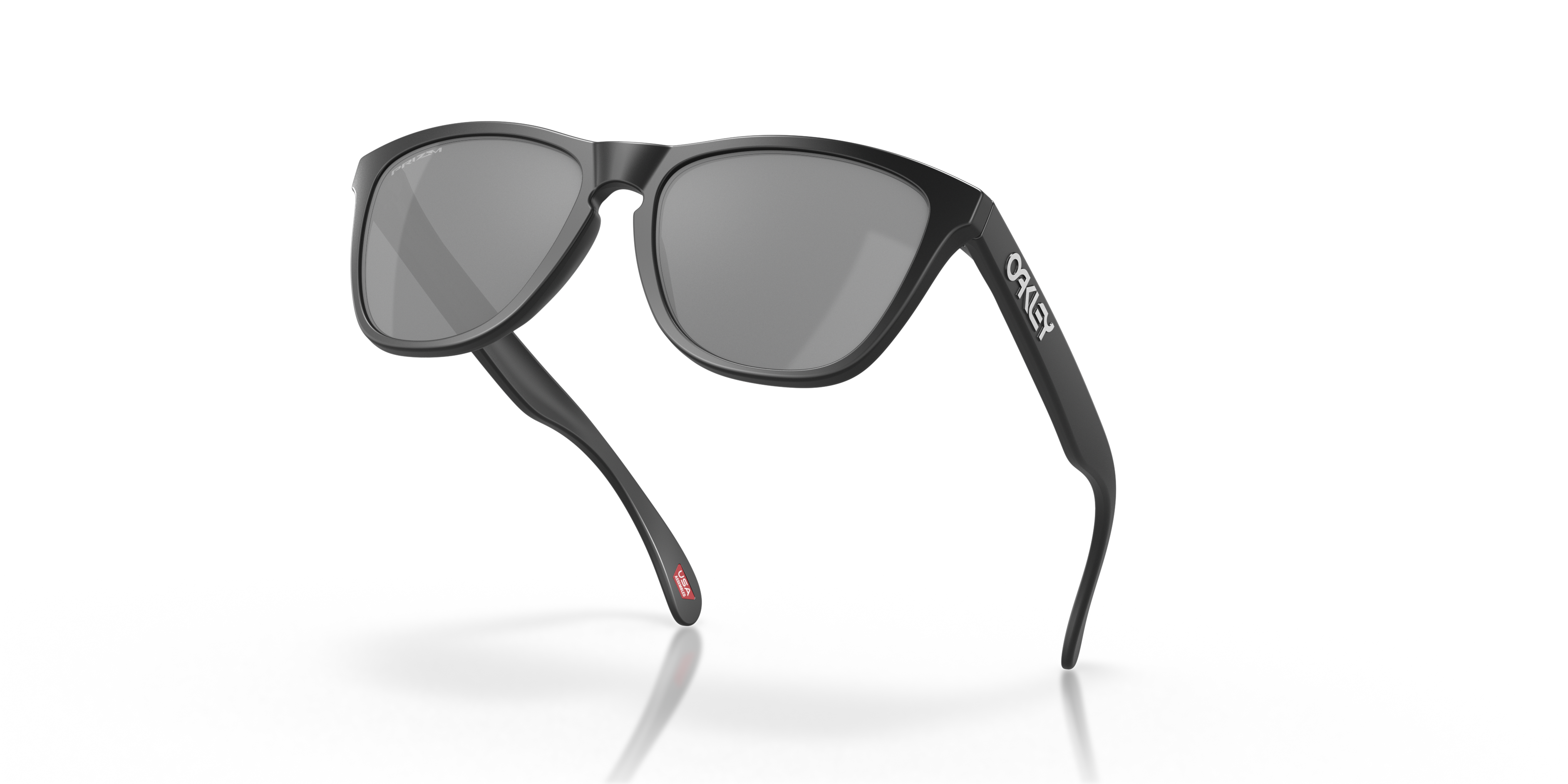 Oakley Frogskins OO9013 in Matte Black / Prizm Black Polarized, angled view #Colour_Matte Black / Prizm Black Polarized