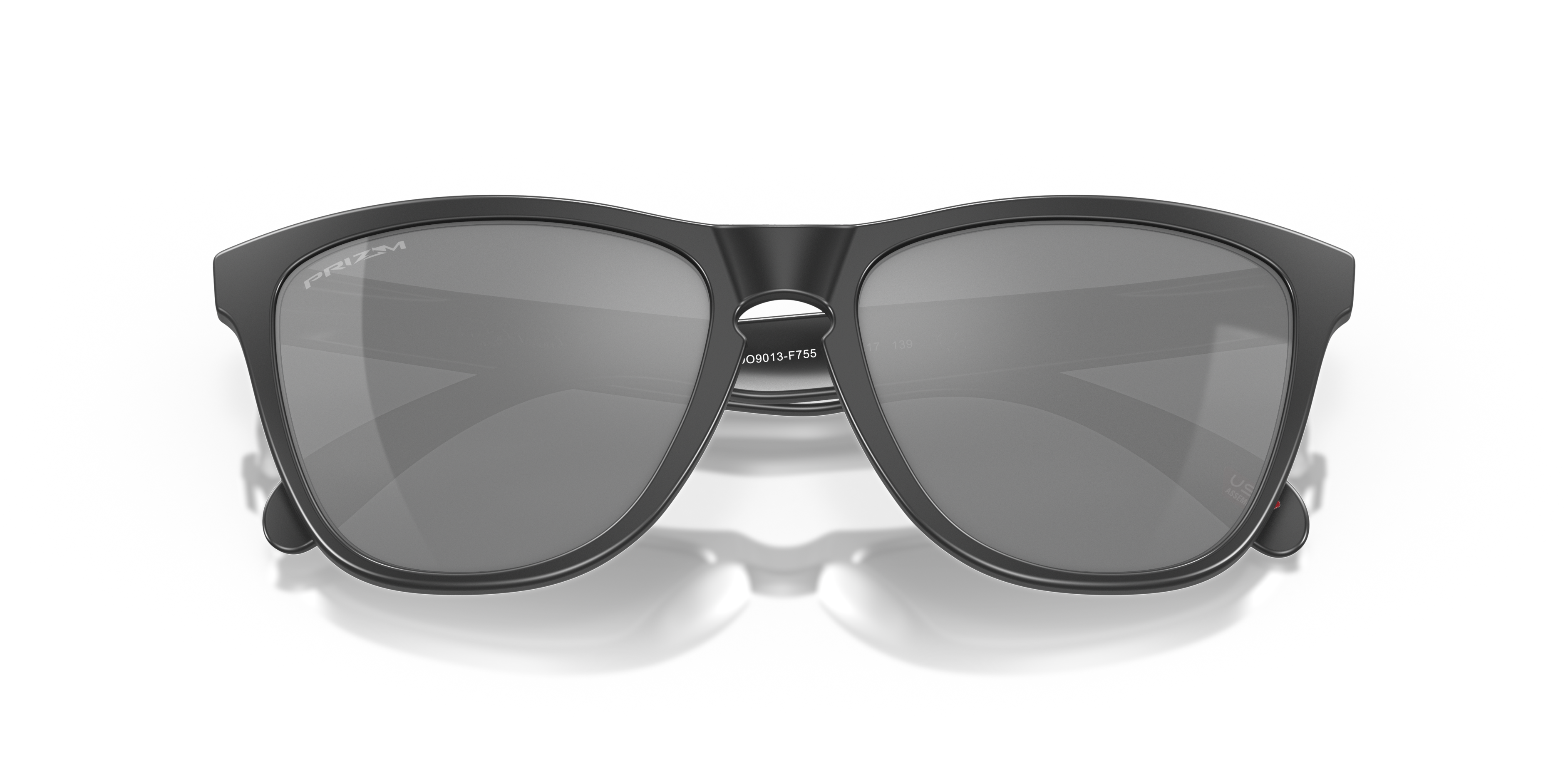 Oakley Frogskins OO9013 in Matte Black / Prizm Black Polarized, front detail view #Colour_Matte Black / Prizm Black Polarized