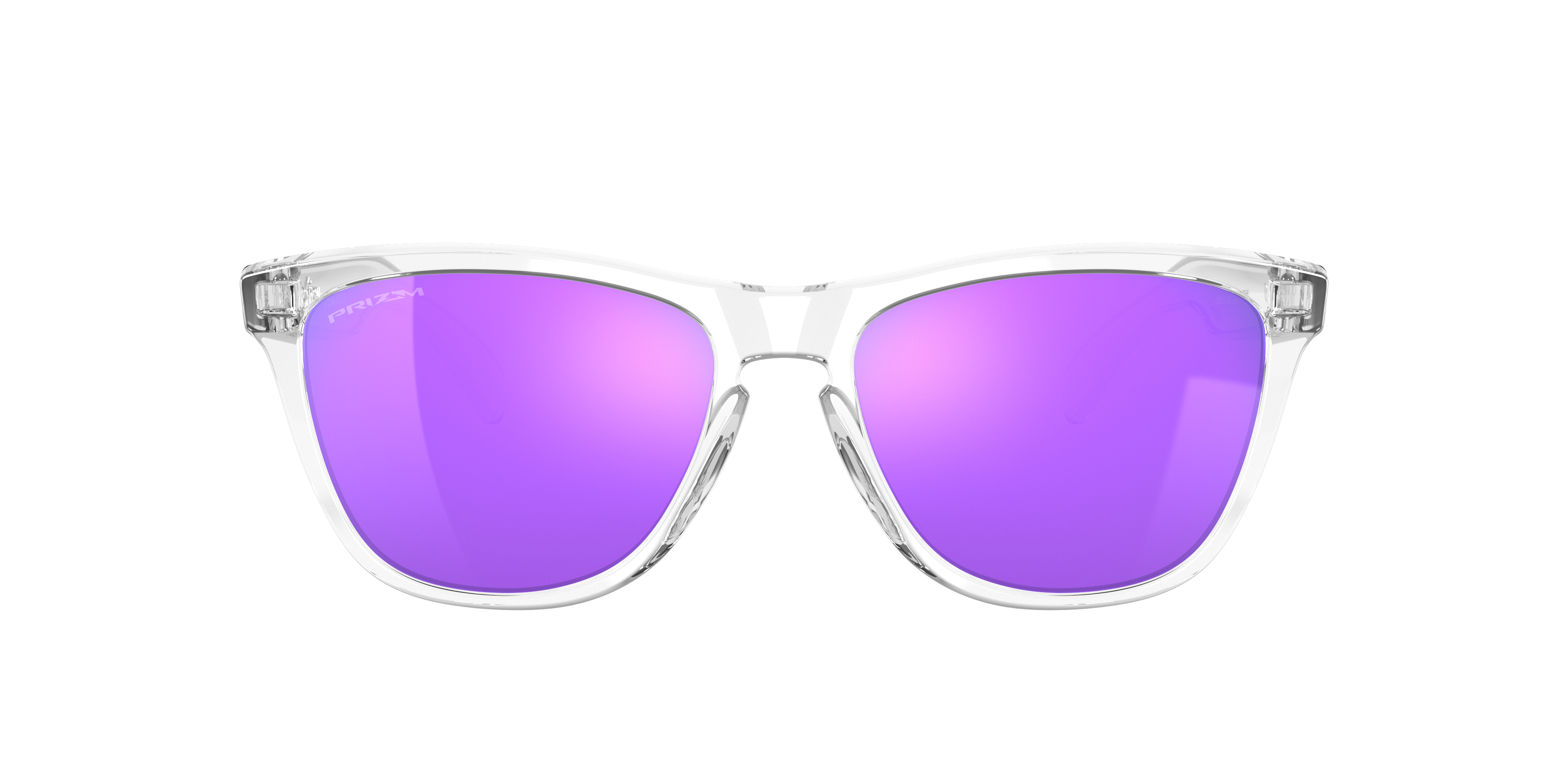 Oakley Frogskins OO9013 in Polished Clear / Prizm Violet, front view #Colour_Polished Clear / Prizm Violet
