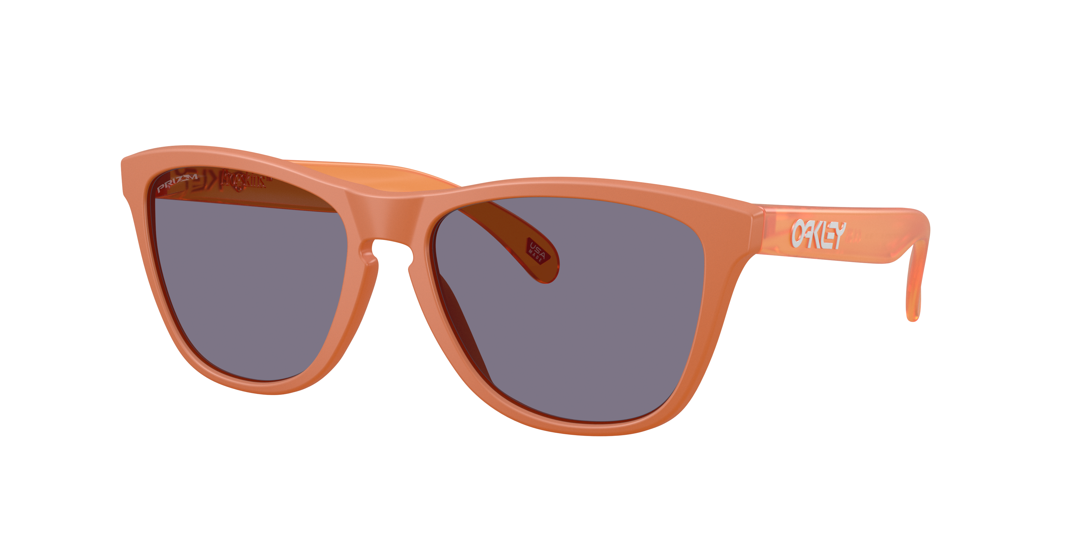 Oakley Frogskins OO9013 in Matte Ginger / Prizm Grey, three-quarter view #Colour_Matte Ginger / Prizm Grey