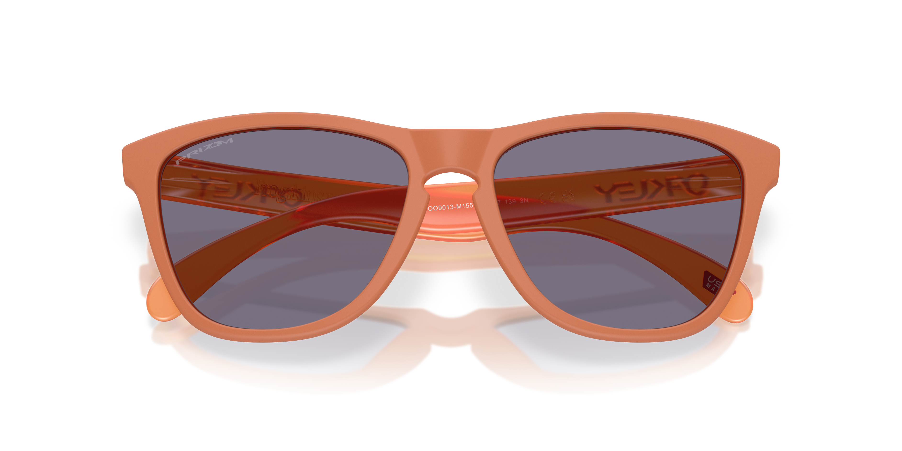 Oakley Frogskins OO9013 in Matte Ginger / Prizm Grey, front detail view #Colour_Matte Ginger / Prizm Grey