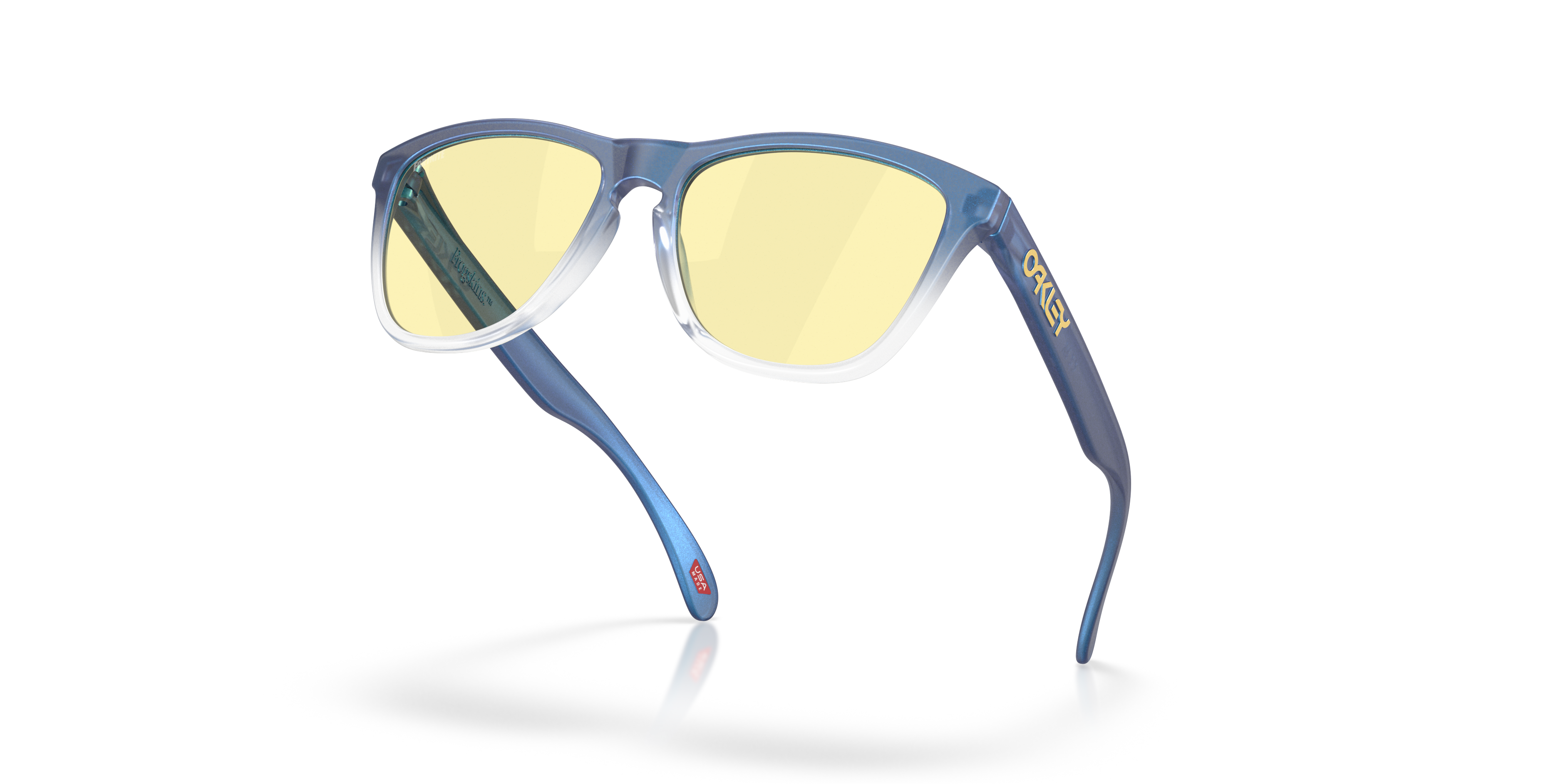 Oakley Frogskins OO9013 in Matt Cyan/Blue/Clear Shift Fade / Prizm Gaming 2.0, angled view #Colour_Matt Cyan/Blue/Clear Shift Fade / Prizm Gaming 2.0