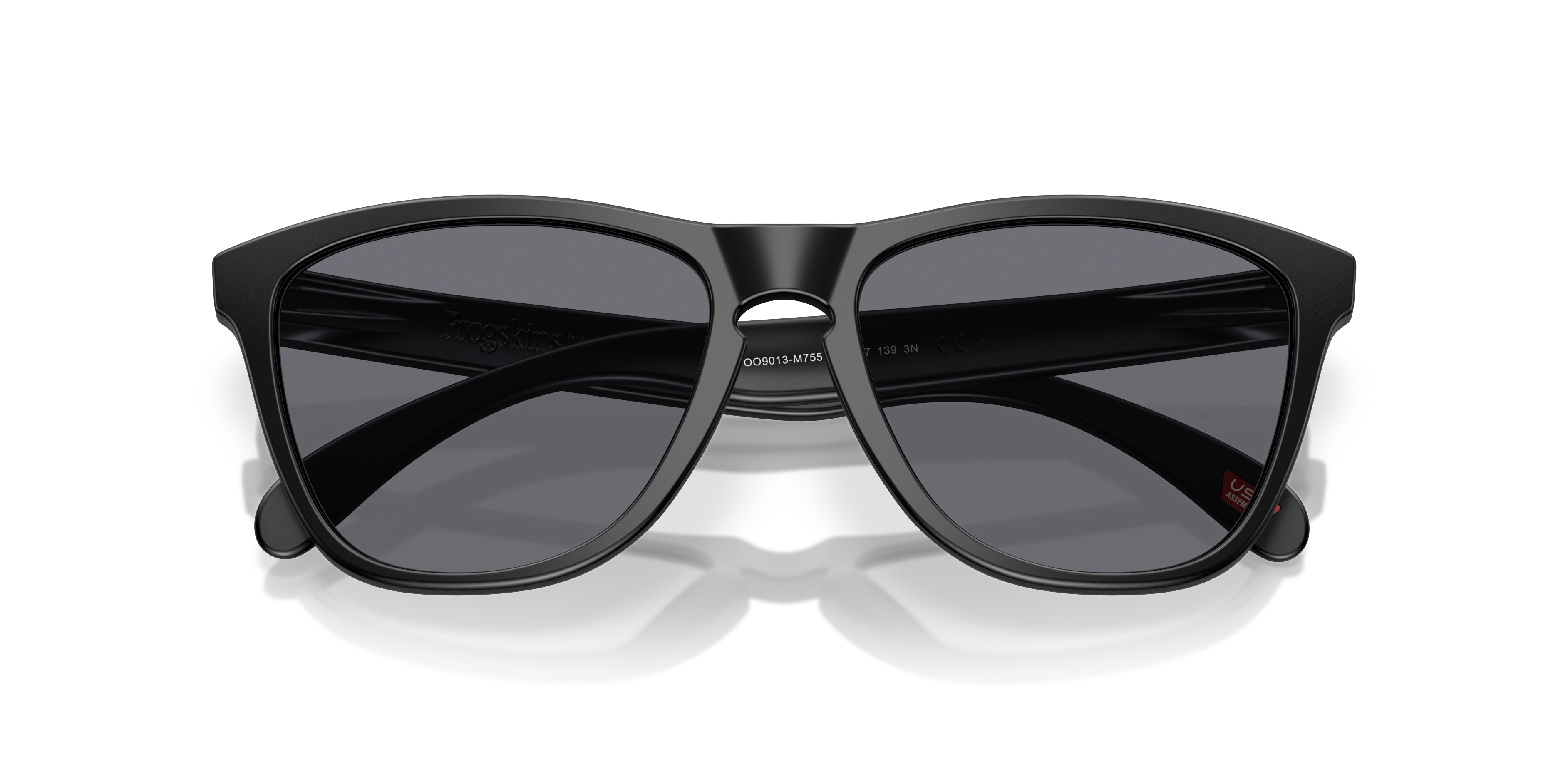 Oakley Frogskins OO9013 in Matte Black / Grey, front detail view #Colour_Matte Black / Grey