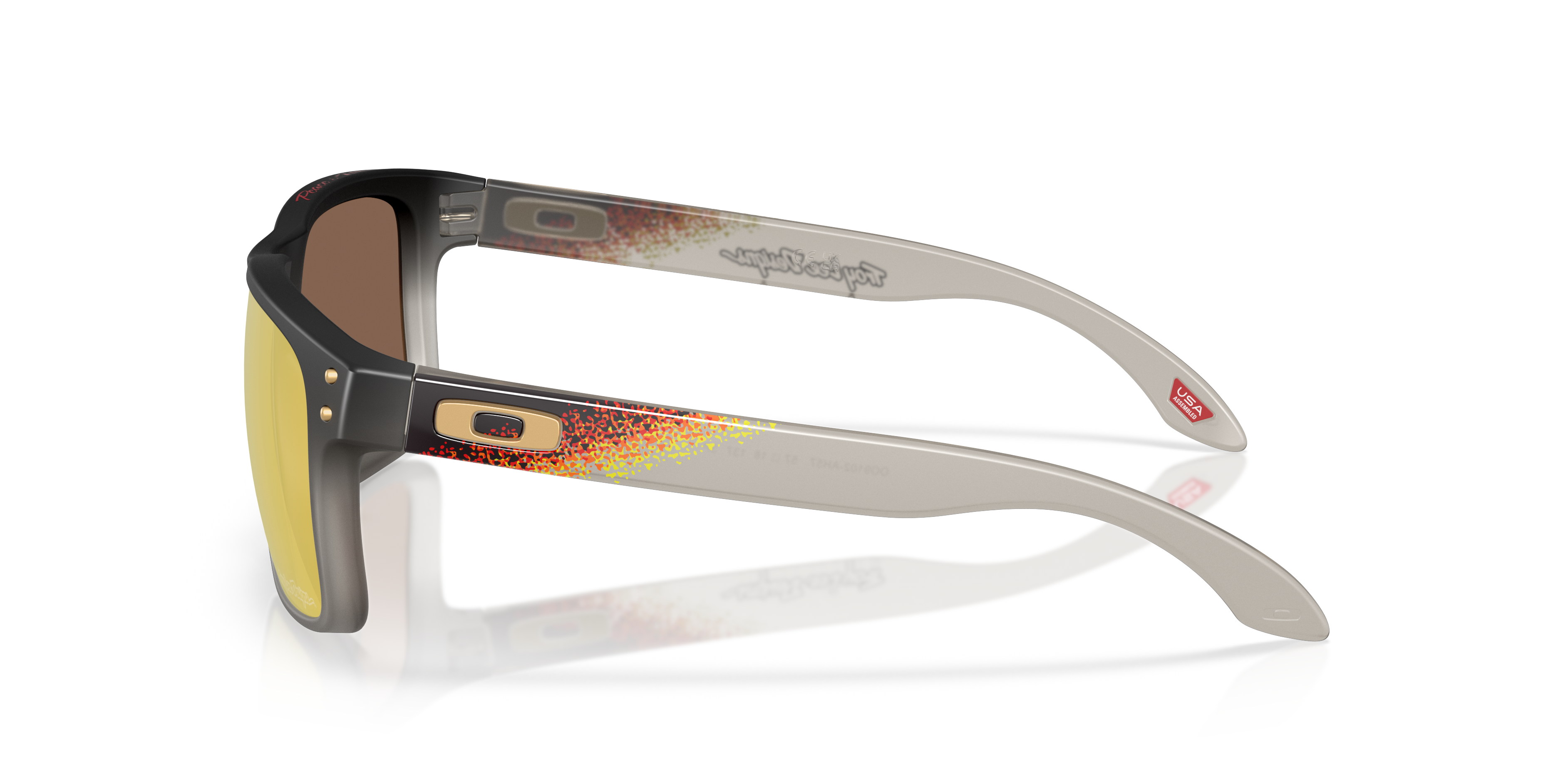 Oakley Holbrook OO9102 in Troy Lee Designs Black Fade / Prizm 24K Polarized, side view #Colour_Troy Lee Designs Black Fade / Prizm 24K Polarized