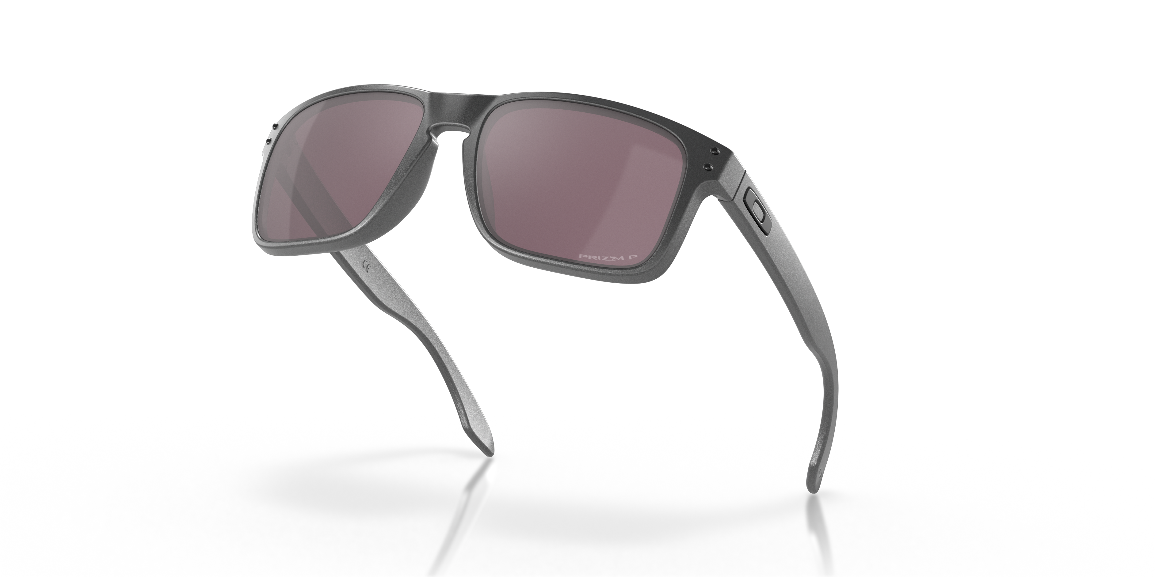 Oakley Holbrook OO9102 in Steel / Prizm Daily Polarized, angled view #Colour_Steel / Prizm Daily Polarized