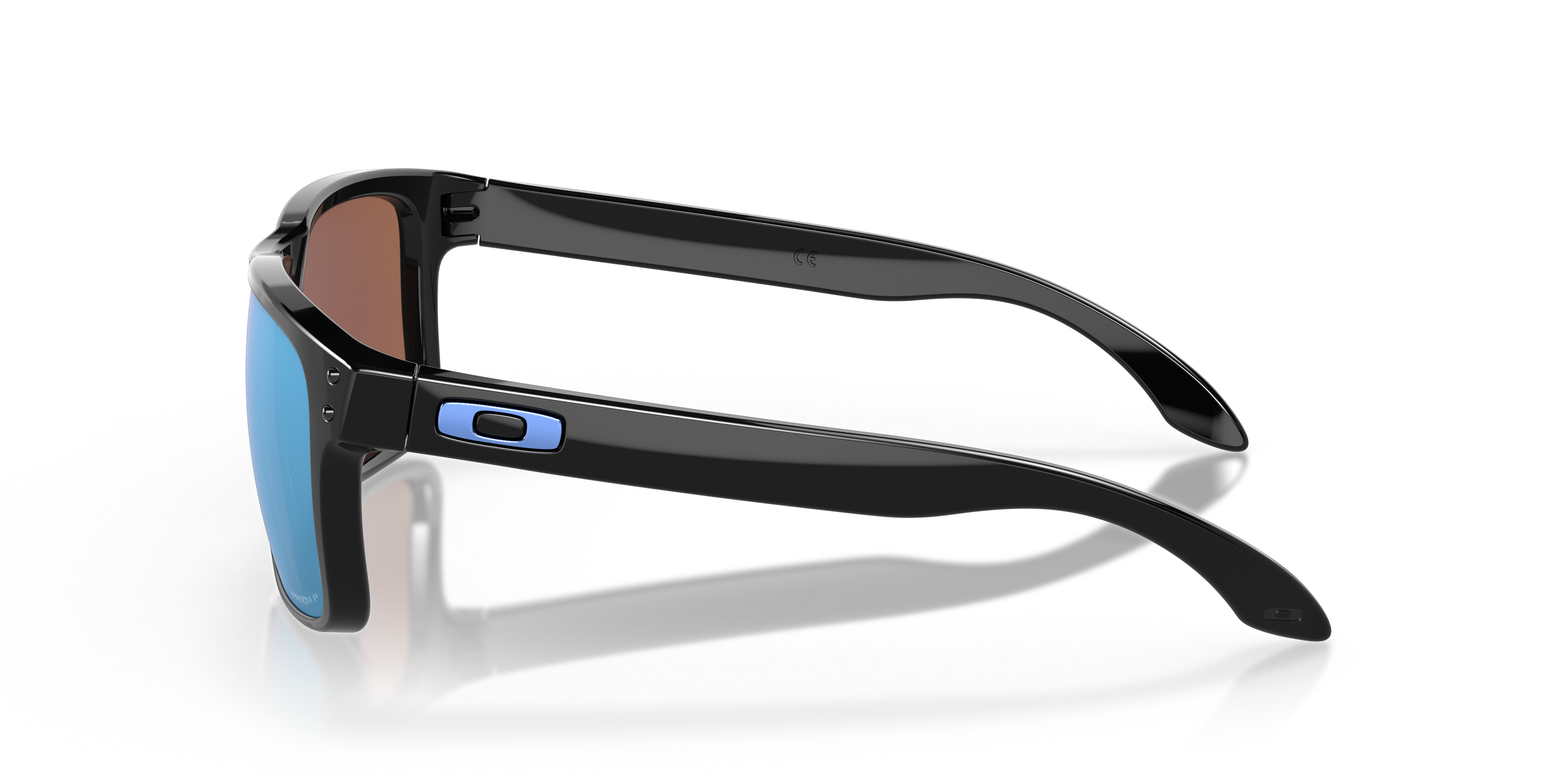 Oakley Holbrook OO9102 in Polished Black / Prizm Deep Water Polarized, side view #Colour_Polished Black / Prizm Deep Water Polarized