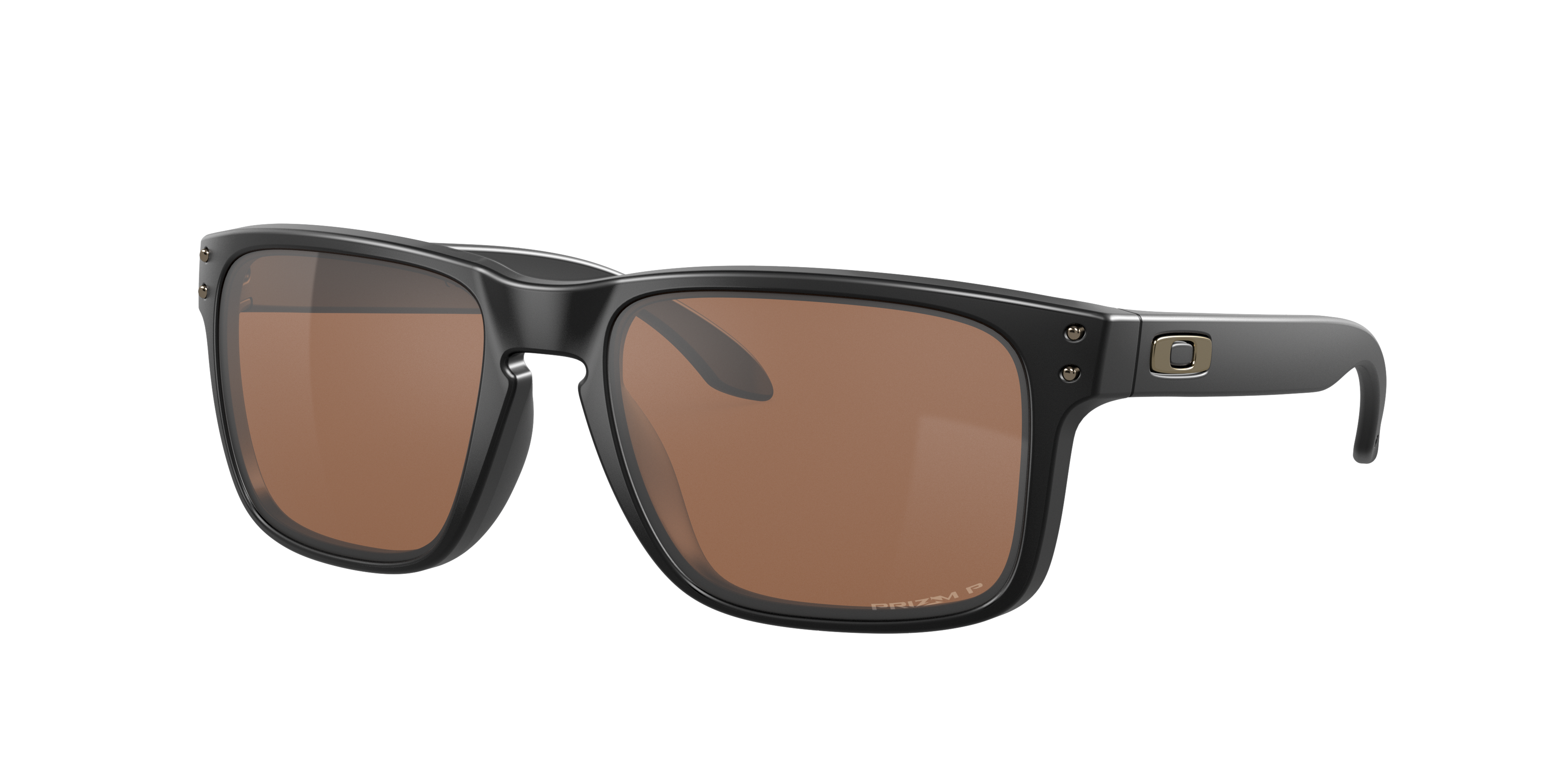 Oakley Holbrook OO9102 in Matte Black / Prizm Tungsten Polarized, three-quarter view #Colour_Matte Black / Prizm Tungsten Polarized