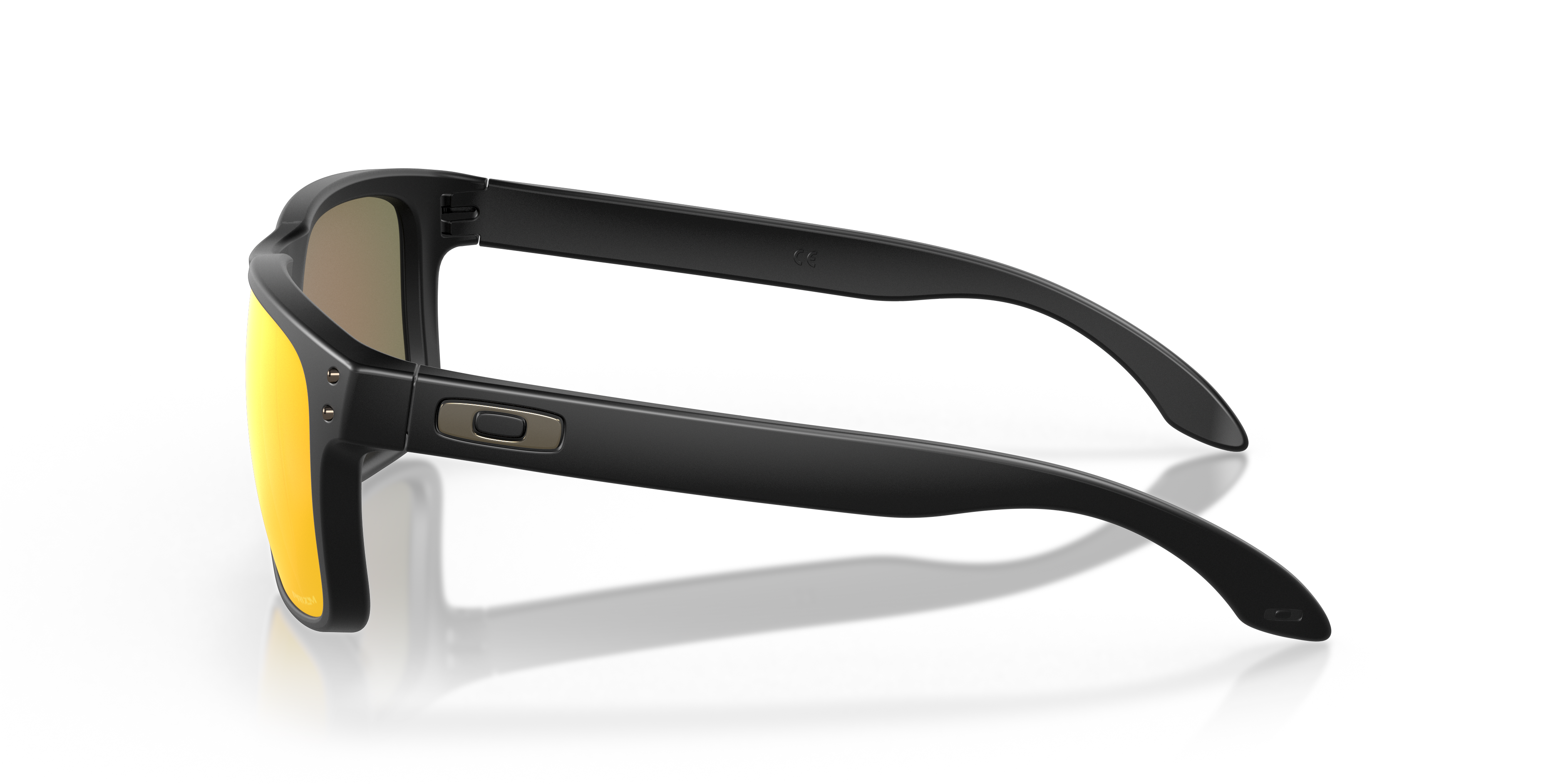 Oakley Holbrook OO9102 in Matte Black / Prizm Ruby, side view #Colour_Matte Black / Prizm Ruby