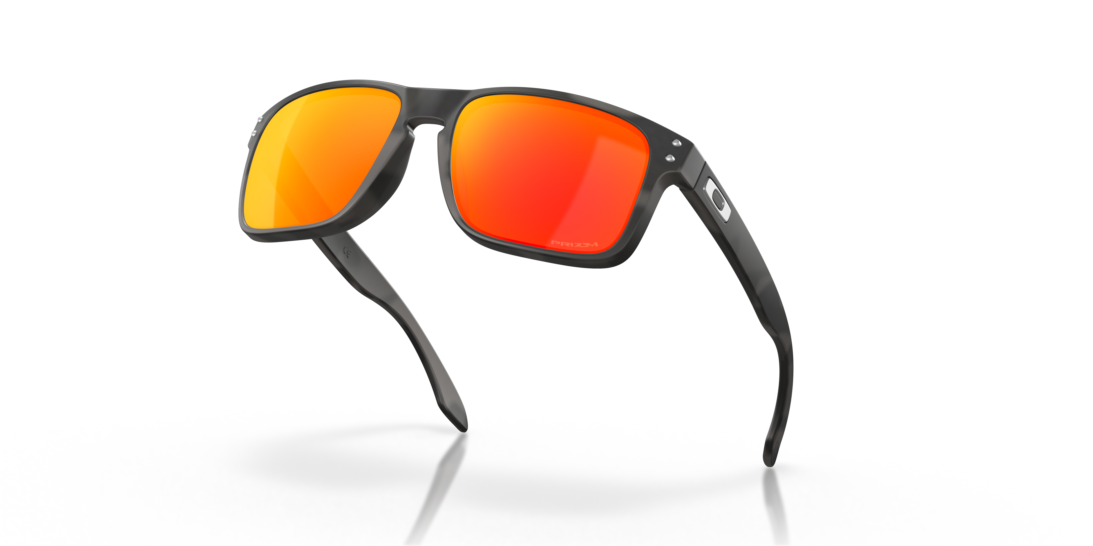 Oakley Holbrook OO9102 in Black Camo / Prizm Ruby, angled view #Colour_Black Camo / Prizm Ruby