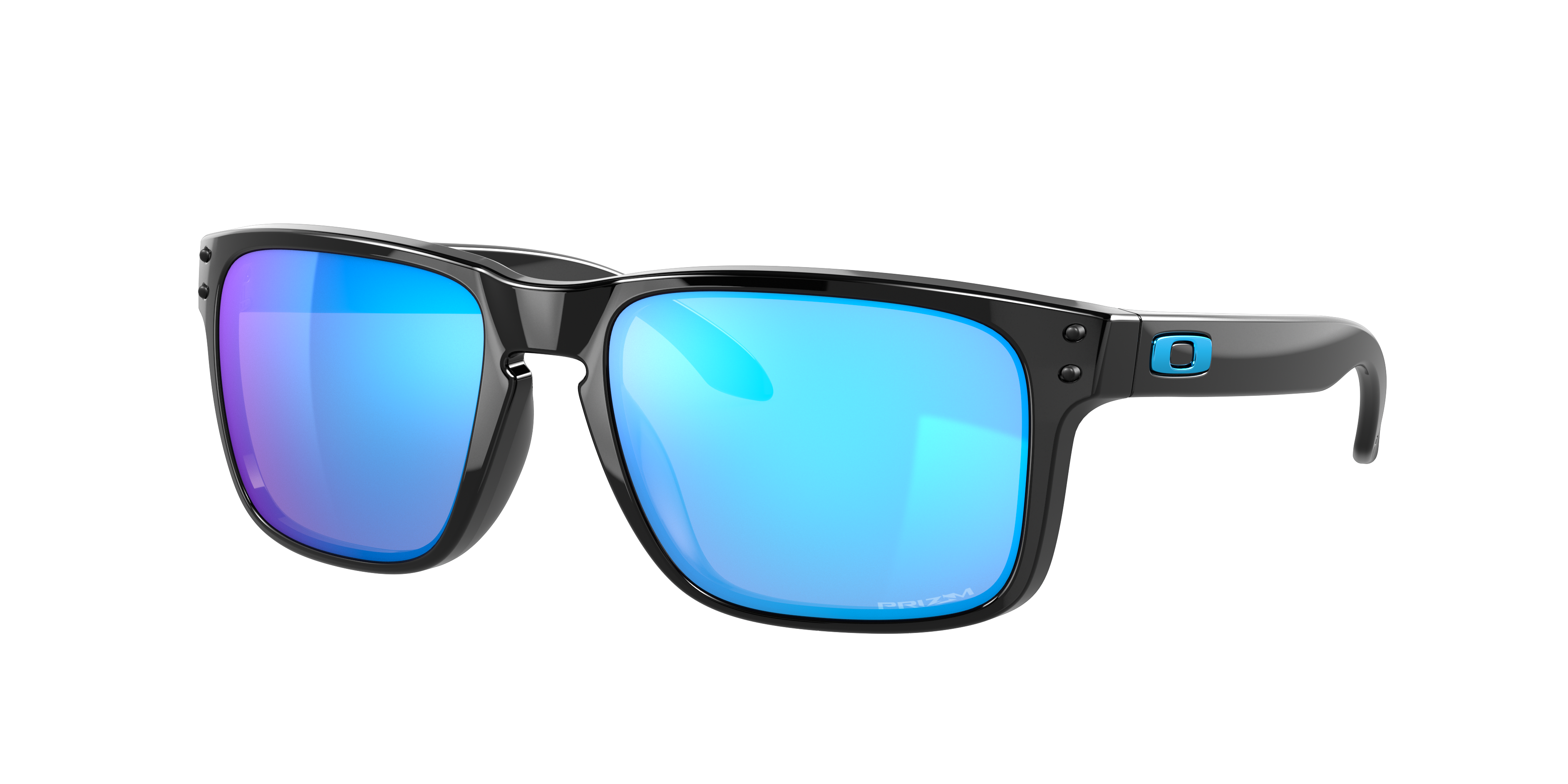 Oakley Holbrook OO9102 in Polished Black / Prizm Sapphire, three-quarter view #Colour_Polished Black / Prizm Sapphire