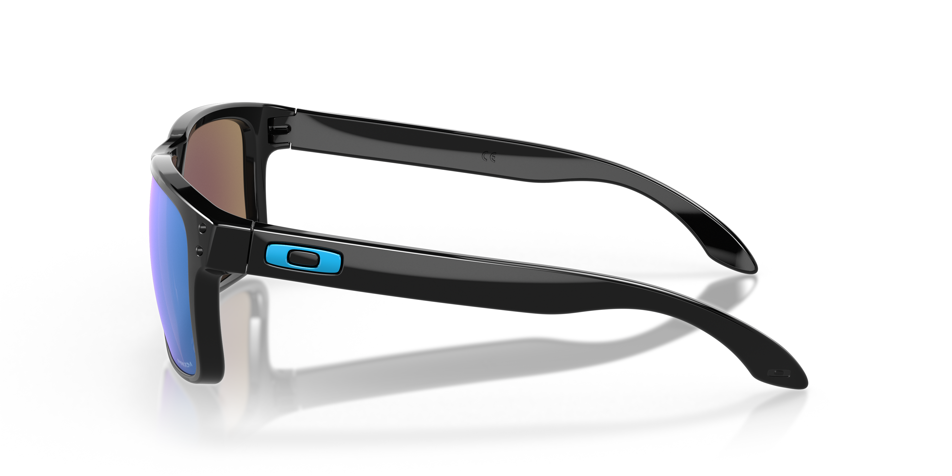 Oakley Holbrook OO9102 in Polished Black / Prizm Sapphire, side view #Colour_Polished Black / Prizm Sapphire