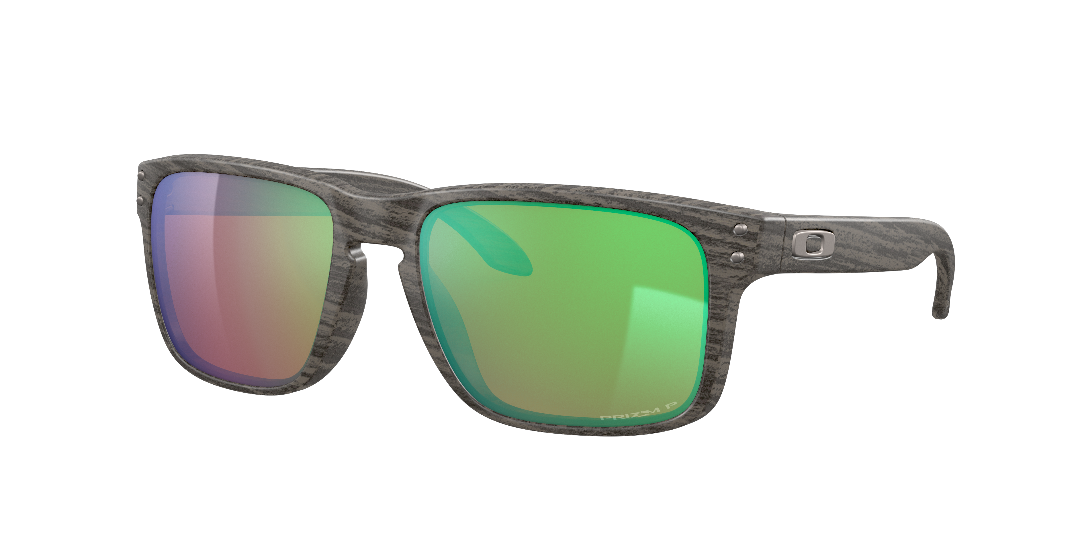 Oakley Holbrook OO9102 in Woodgrain / Prizm Shallow Water Polarized, three-quarter view #Colour_Woodgrain / Prizm Shallow Water Polarized