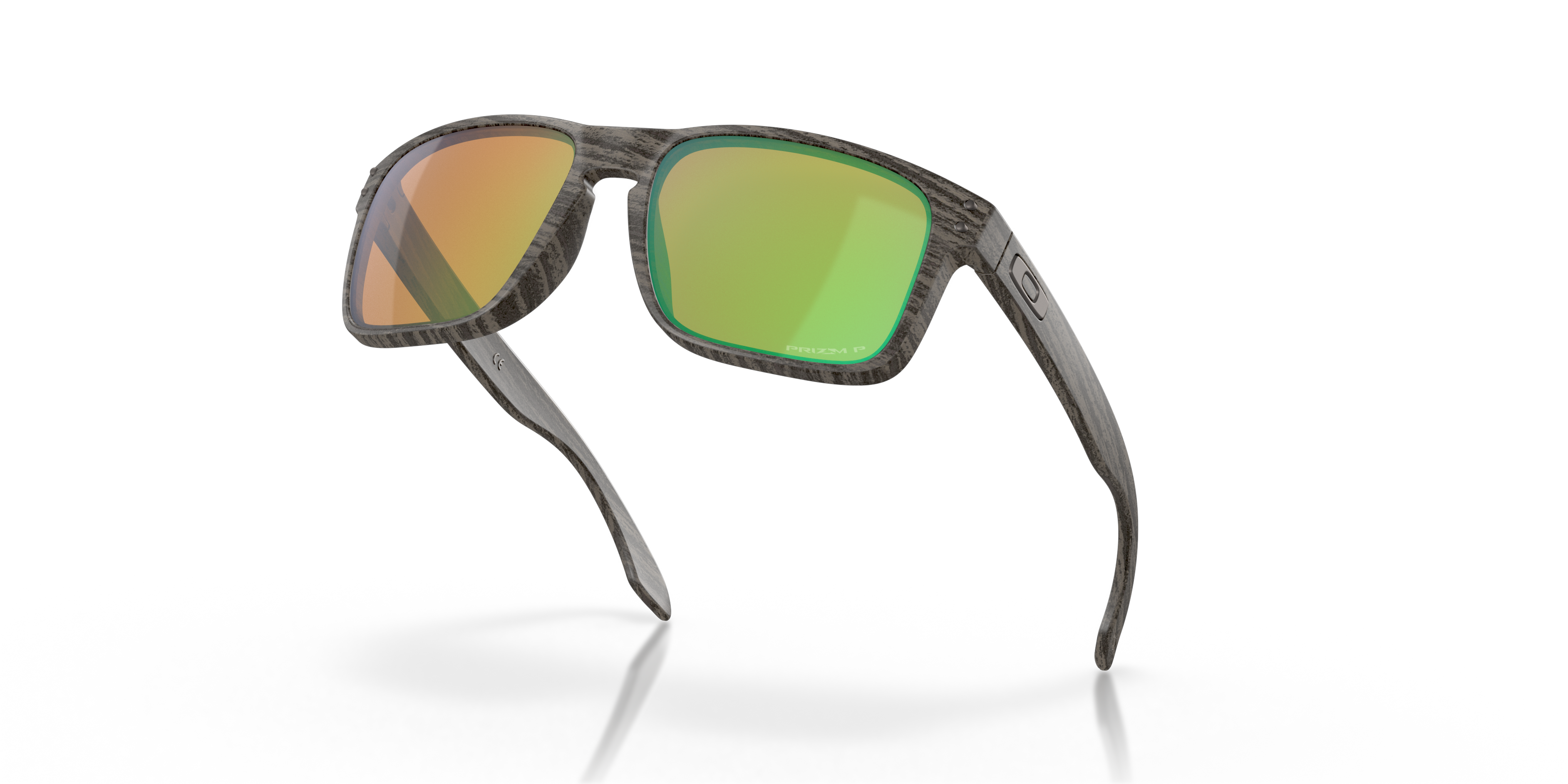 Oakley Holbrook OO9102 in Woodgrain / Prizm Shallow Water Polarized, angled view #Colour_Woodgrain / Prizm Shallow Water Polarized