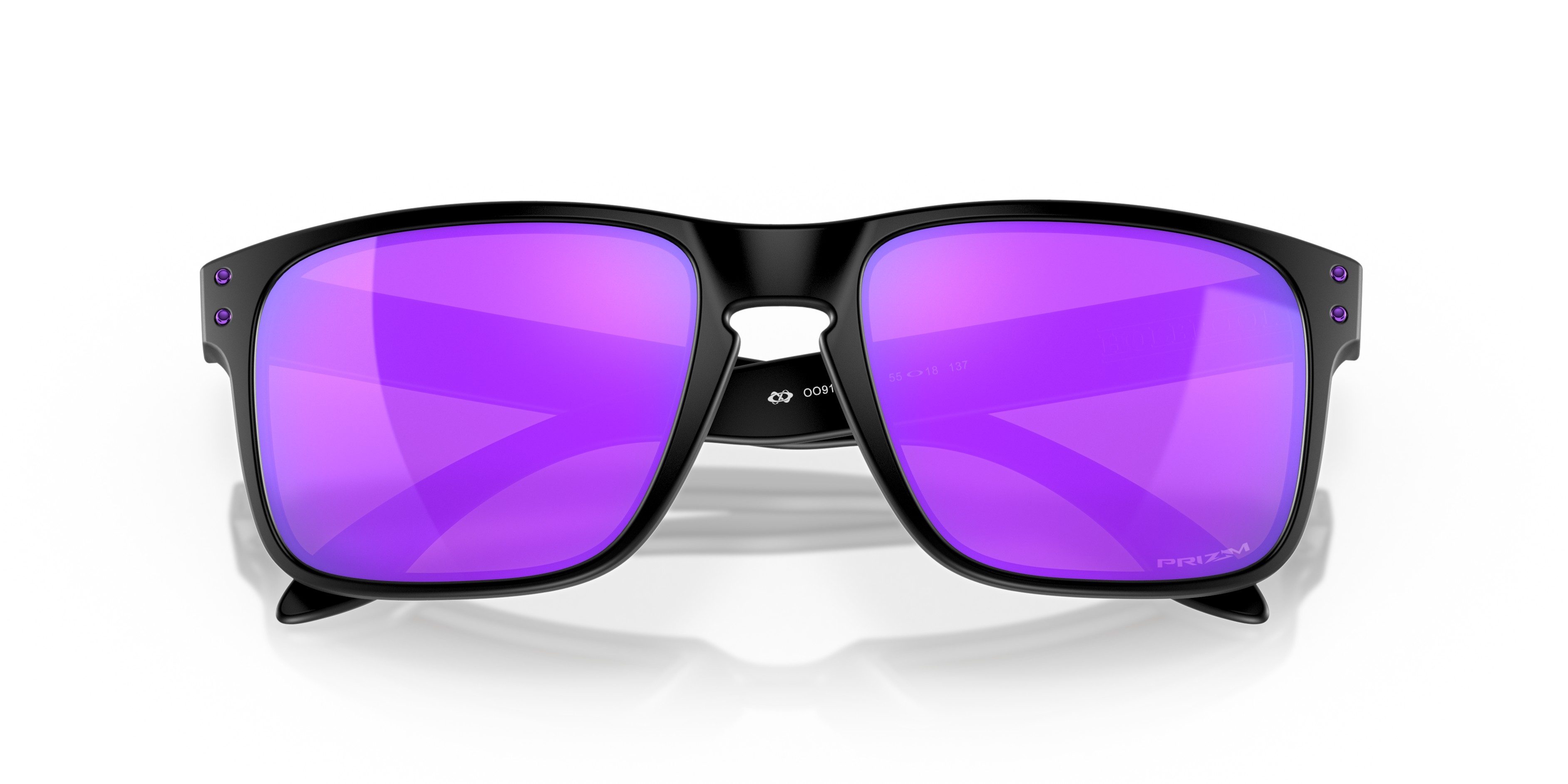 Oakley Holbrook OO9102 in Matte Black / Prizm Violet, front detail view #Colour_Matte Black / Prizm Violet