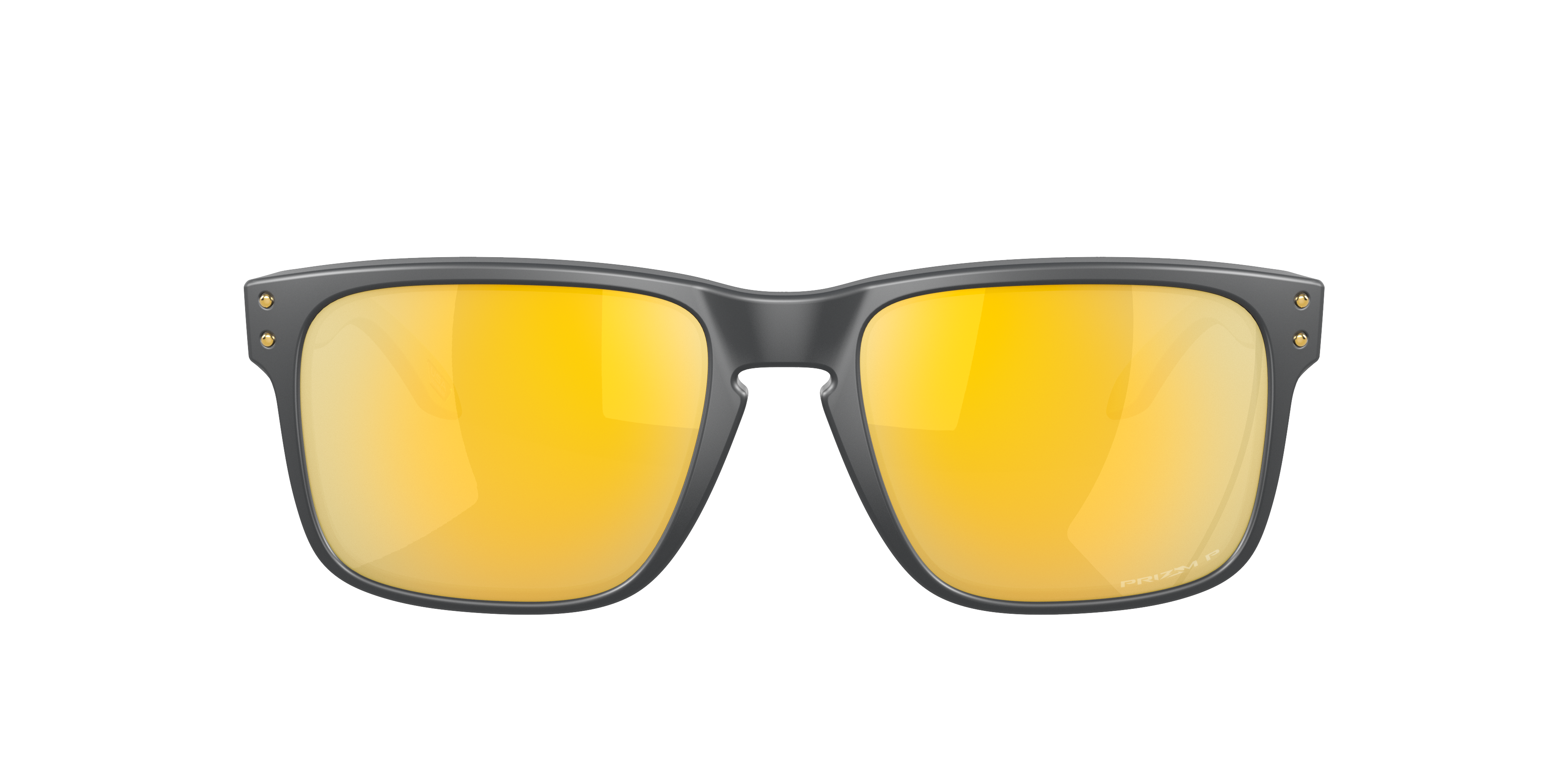 Oakley Holbrook OO9102 in Matte Carbon / Prizm 24K Polarized, front view #Colour_Matte Carbon / Prizm 24K Polarized