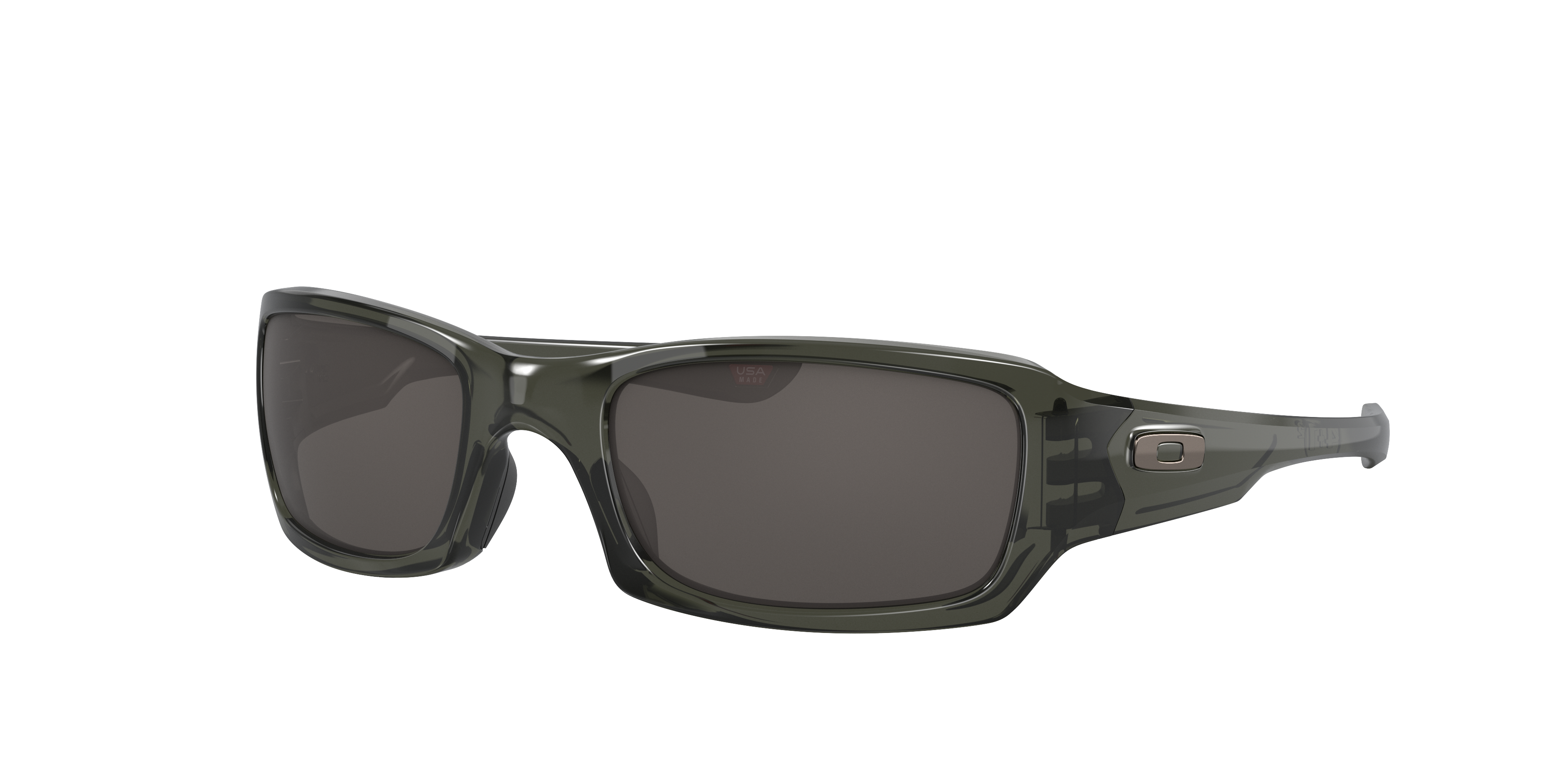 Oakley Fives Squared OO9238 in Grey Smoke / Warm Grey, three-quarter view #Colour_Grey Smoke / Warm Grey