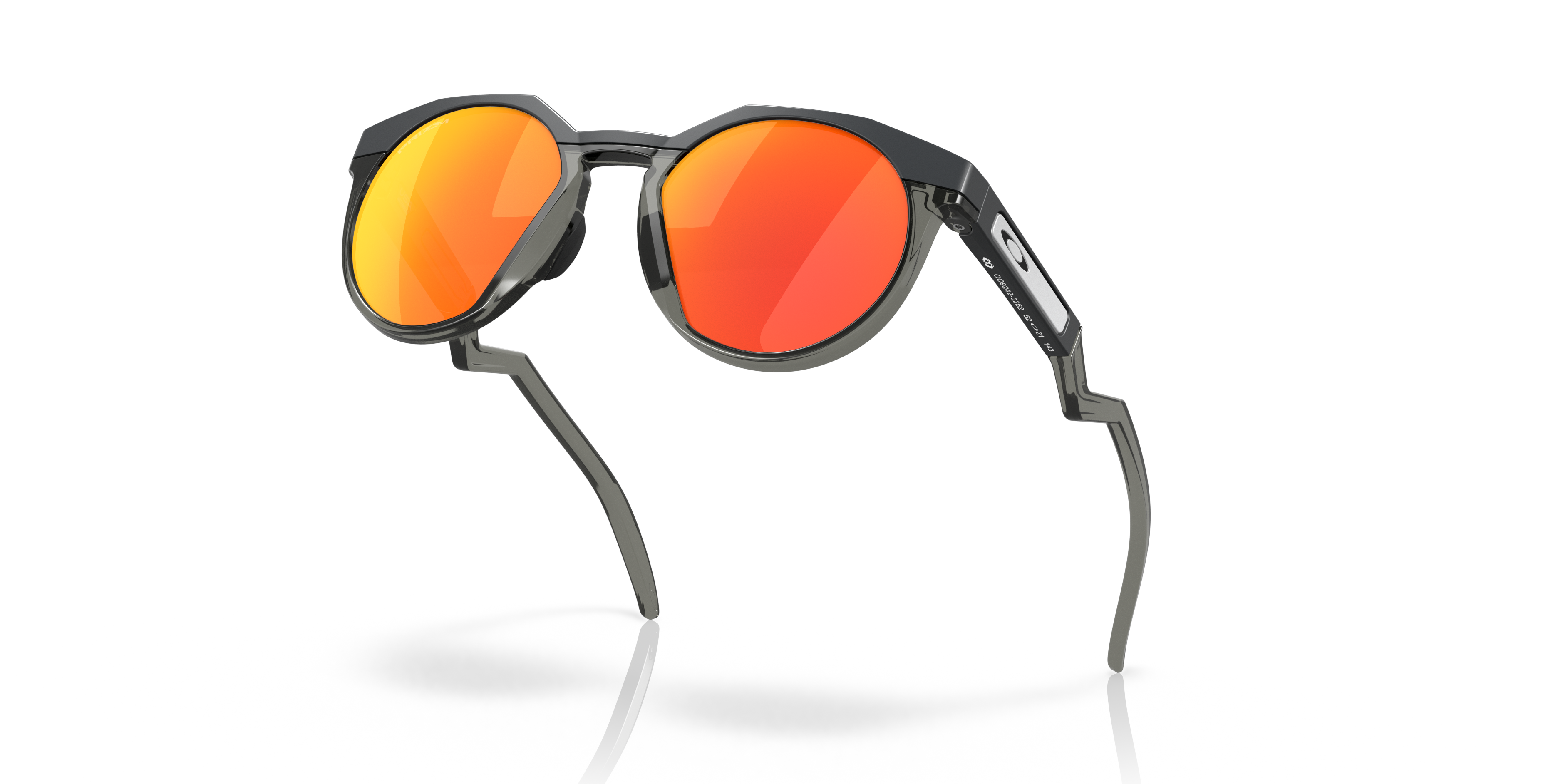 Oakley HSTN OO9242 in Matte Carbon / Prizm Ruby, angled view #Colour_Matte Carbon / Prizm Ruby