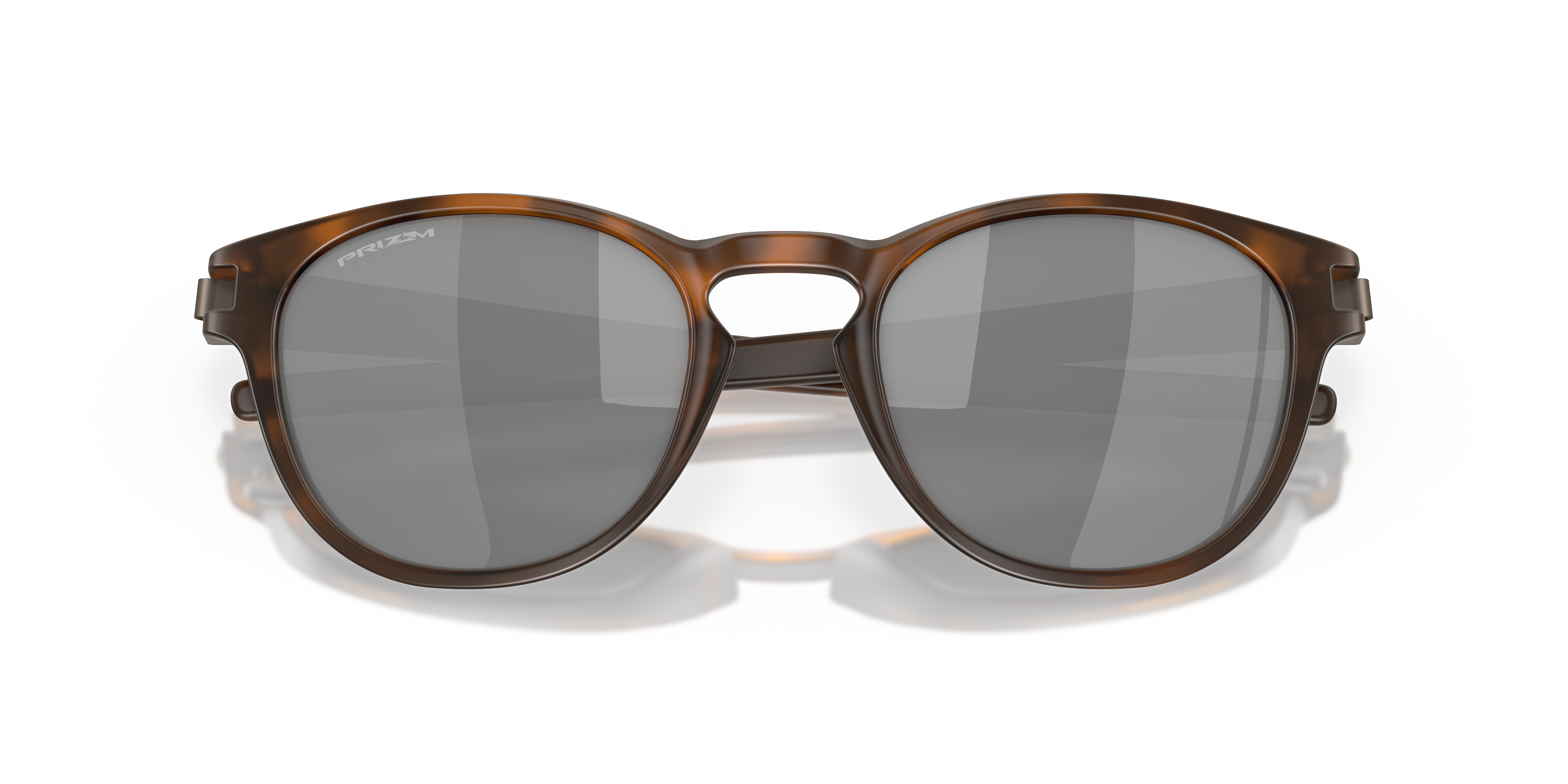 Oakley Latch OO9265 in Matte Brown Tortoise / Prizm Black, front detail view #Colour_Matte Brown Tortoise / Prizm Black