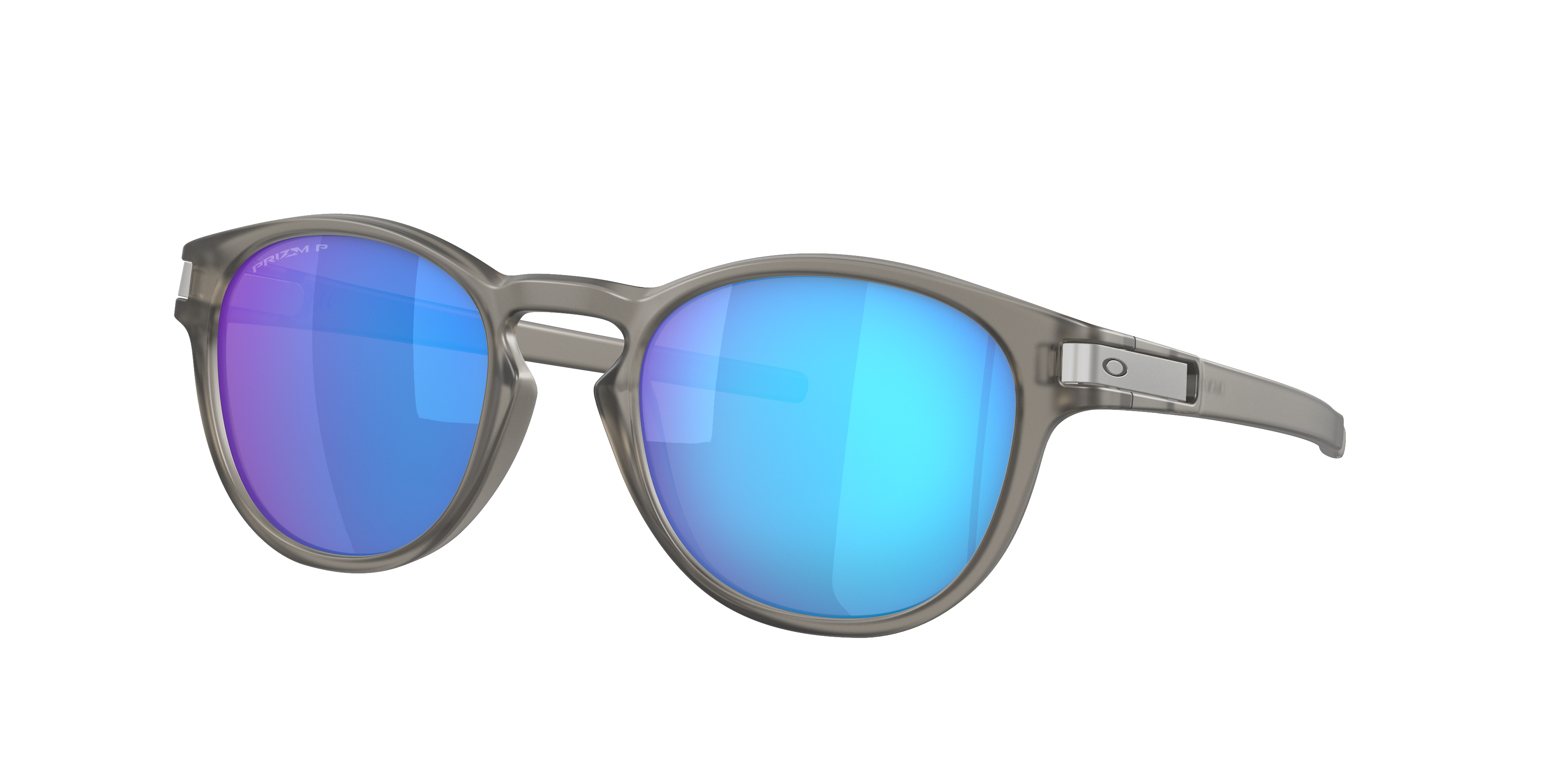 Oakley Latch OO9265 in Matte Grey Ink / Prizm Sapphire Polarized, three-quarter view #Colour_Matte Grey Ink / Prizm Sapphire Polarized