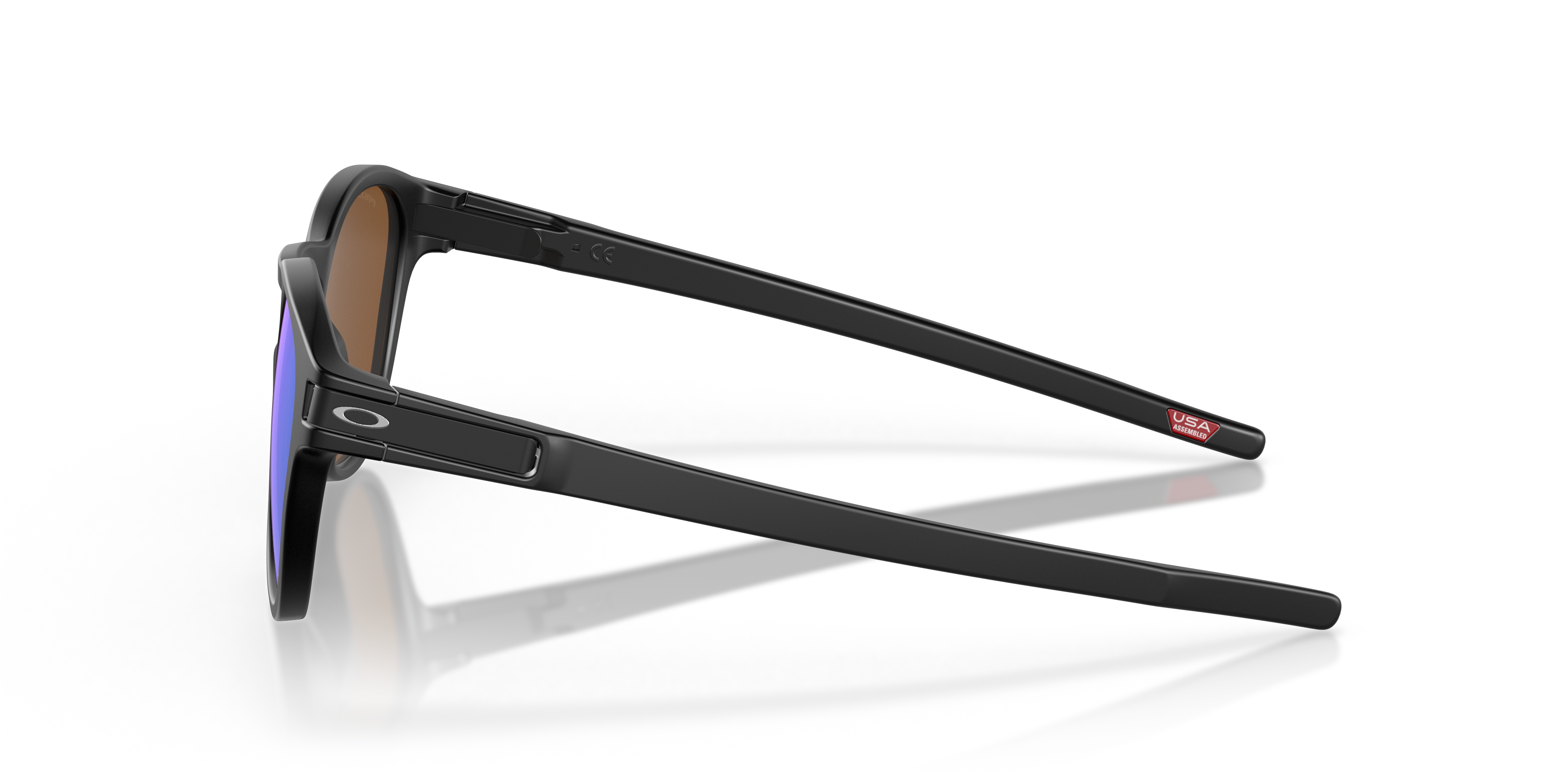 Oakley Latch OO9265 in Matte Black / Prizm Violet, side view #Colour_Matte Black / Prizm Violet