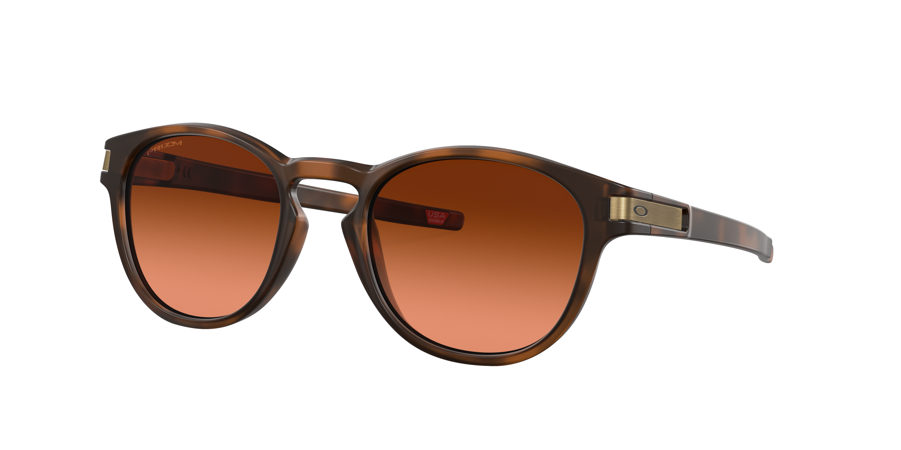 Oakley Latch OO9265 in Matte Brown Tortoise / Prizm Bronze Gradient, three-quarter view #Colour_Matte Brown Tortoise / Prizm Bronze Gradient