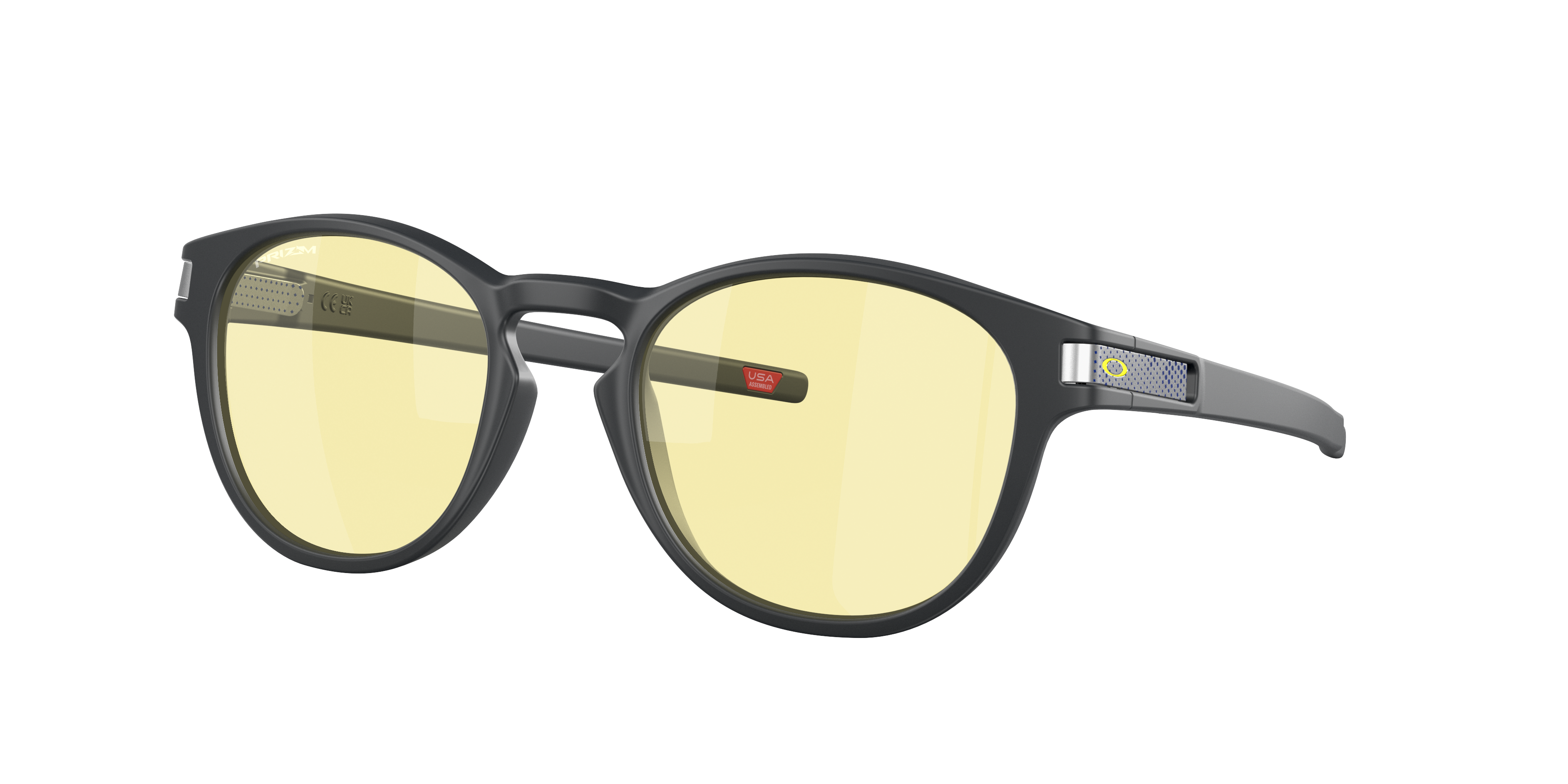 Oakley Latch OO9265 in Matte Carbon / Prizm Gaming 2.0, three-quarter view #Colour_Matte Carbon / Prizm Gaming 2.0