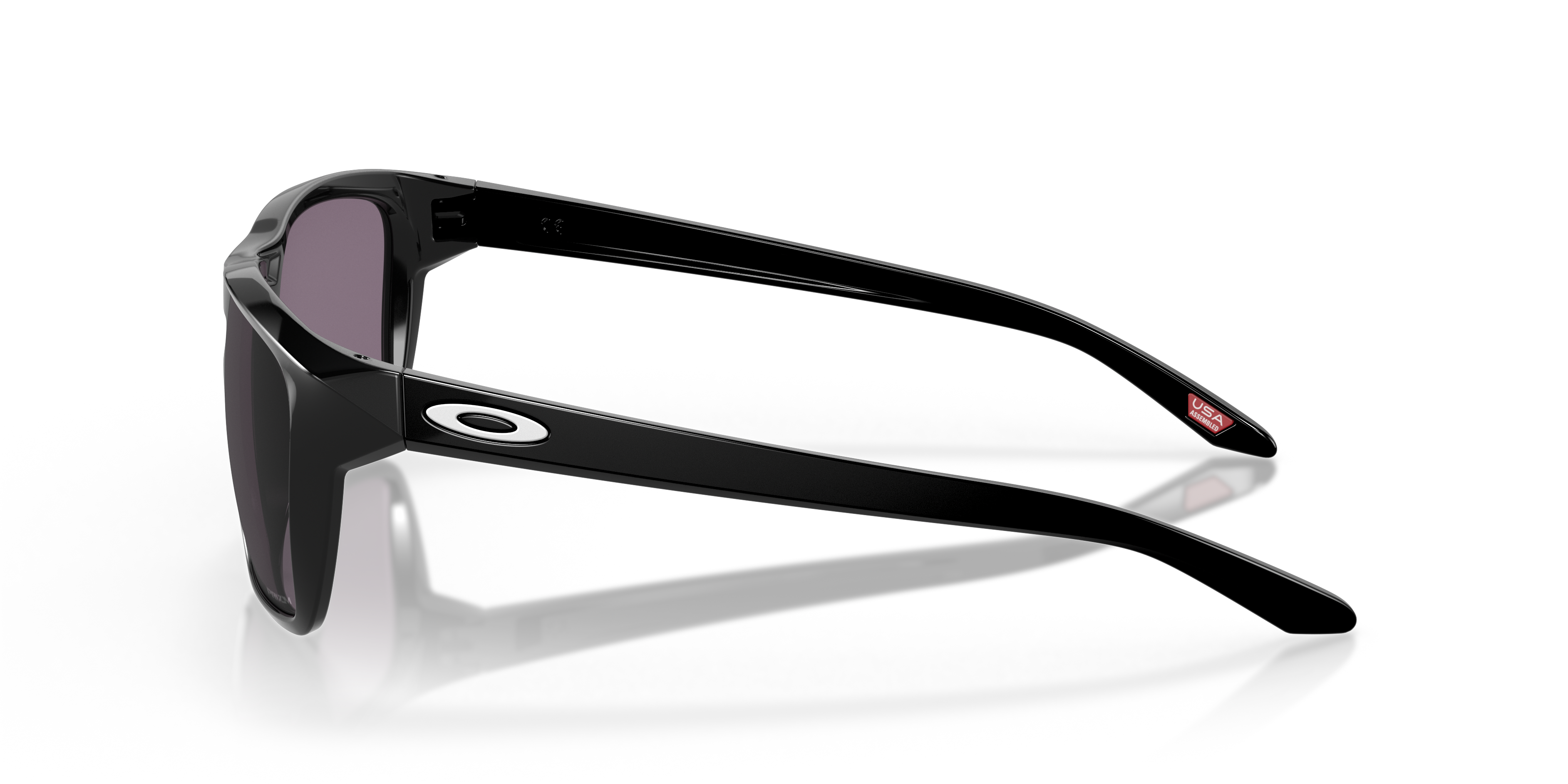 Oakley Sylas OO9448 in Polished Black / Prizm Grey, side view #Colour_Polished Black / Prizm Grey