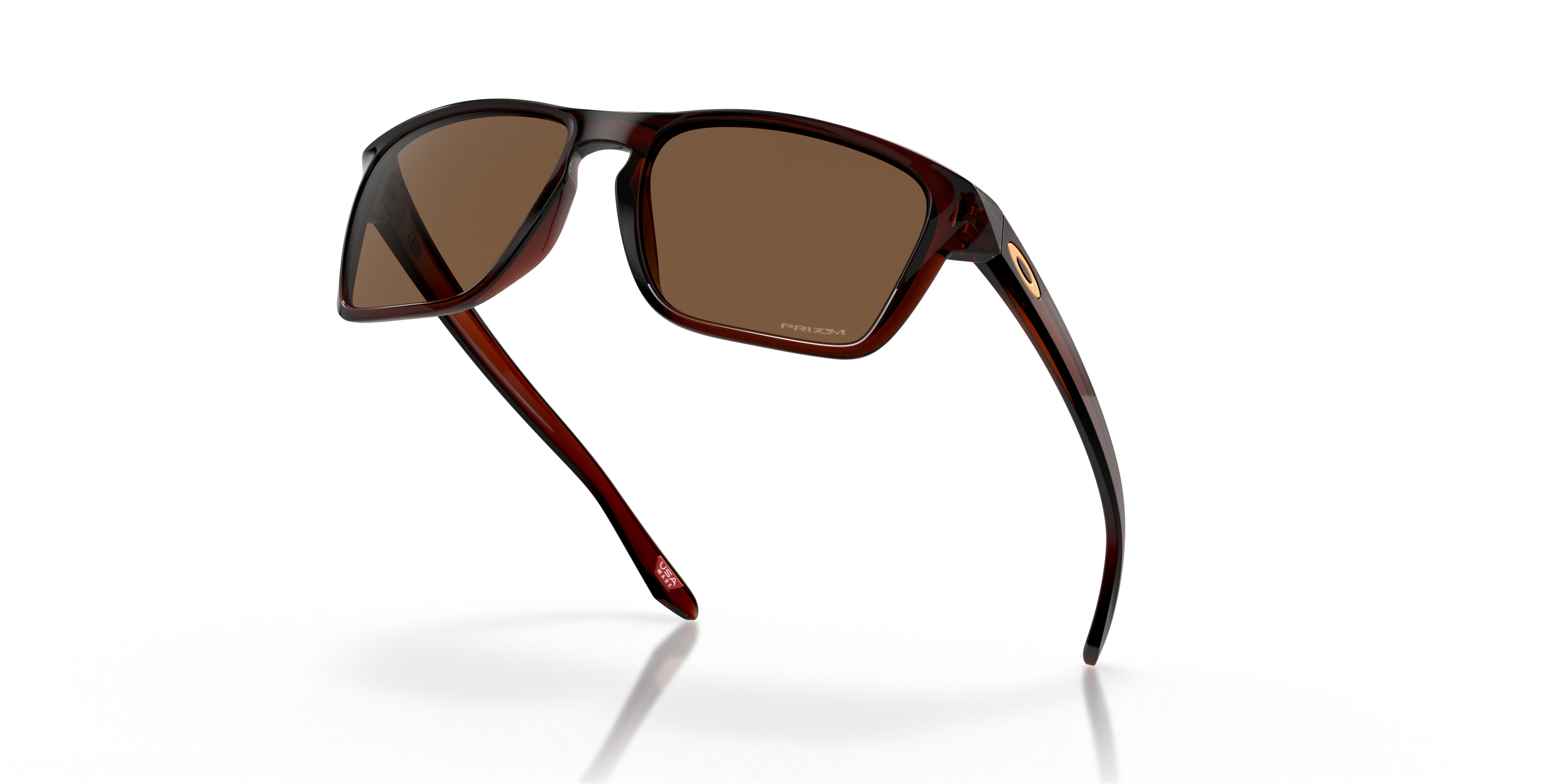 Oakley Sylas OO9448 in Polished Rootbeer / Prizm Bronze, angled view #Colour_Polished Rootbeer / Prizm Bronze