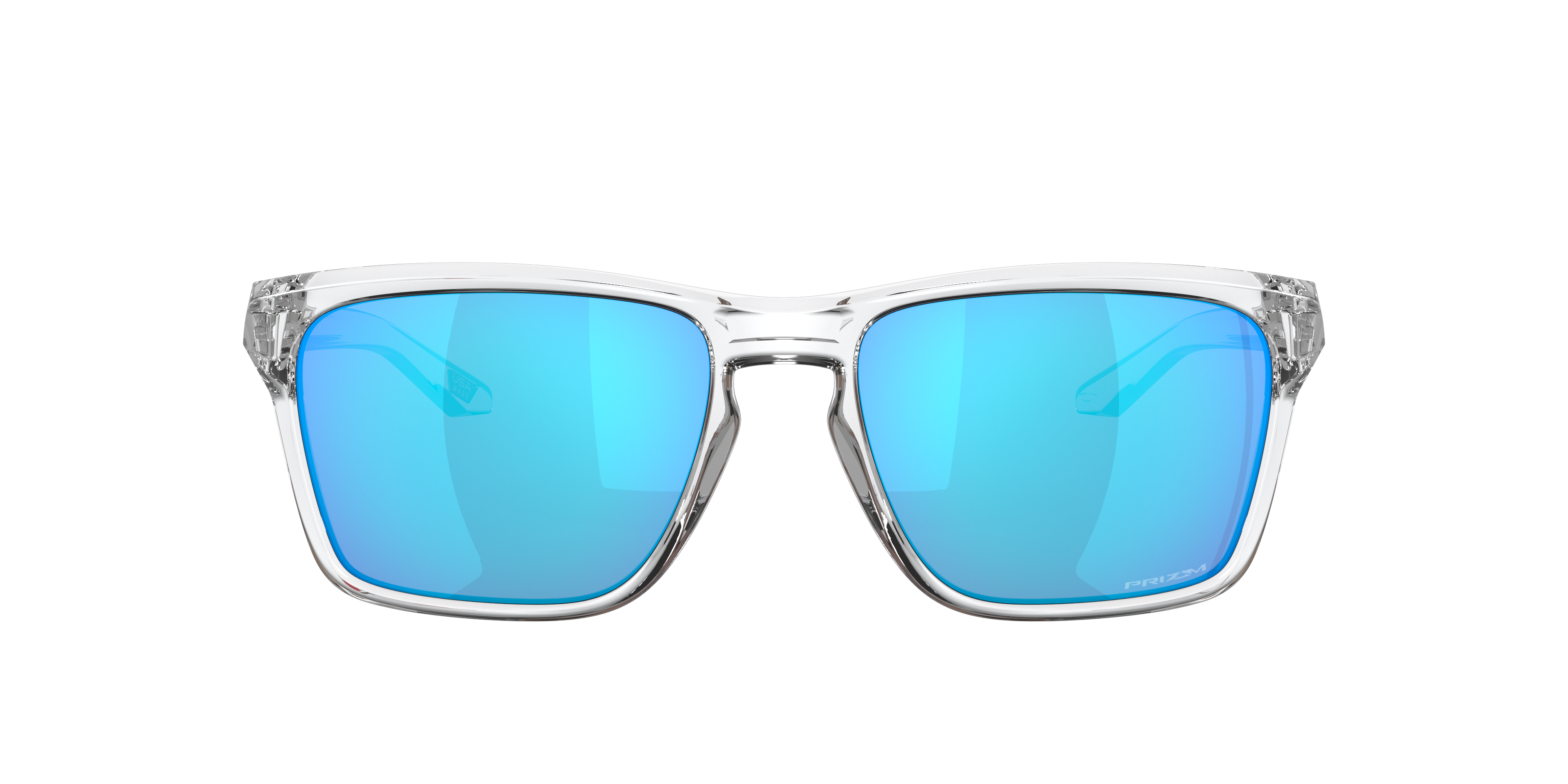 Oakley Sylas OO9448 in Polished Clear / Prizm Sapphire, front view #Colour_Polished Clear / Prizm Sapphire