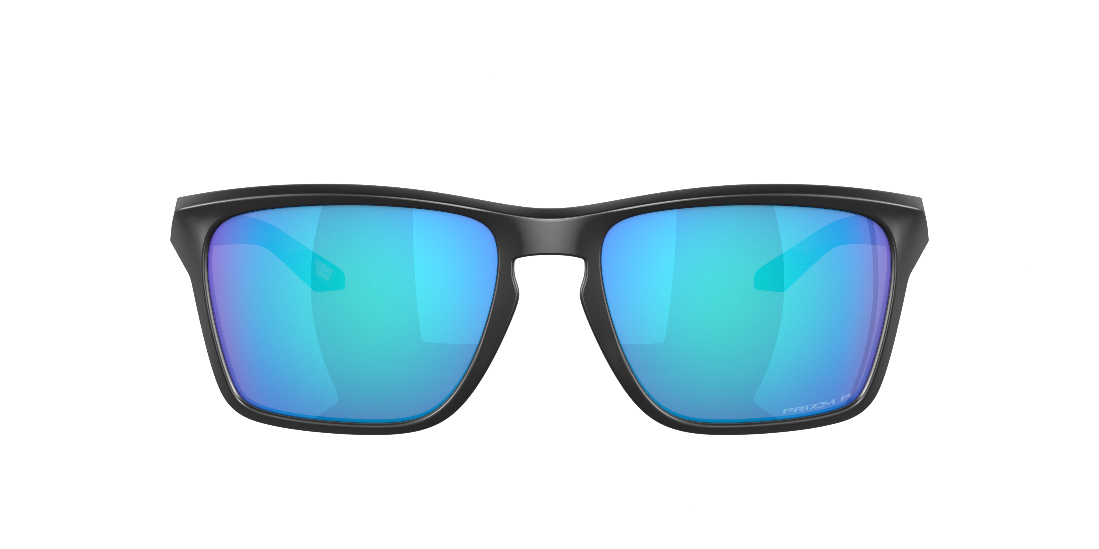 Oakley Sylas OO9448 in Matte Black / Prizm Sapphire Polarized, front view #Colour_Matte Black / Prizm Sapphire Polarized