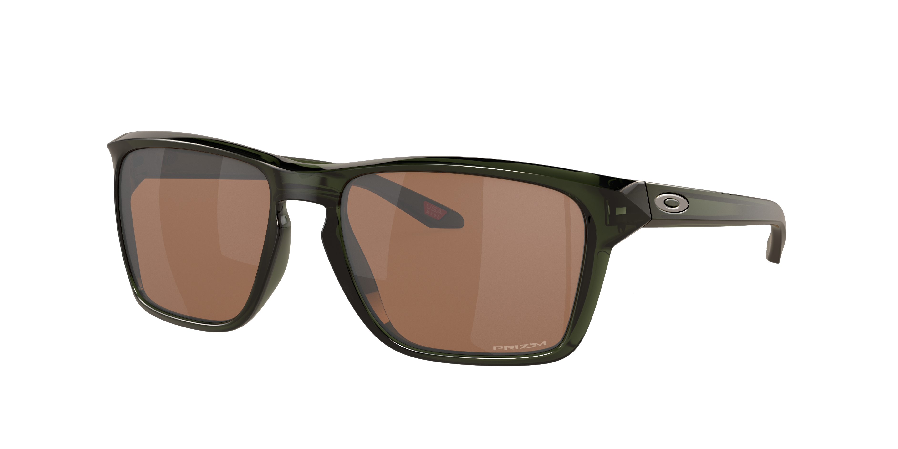 Oakley Sylas OO9448 in Olive Ink / Prizm Tungsten, three-quarter view #Colour_Olive Ink / Prizm Tungsten