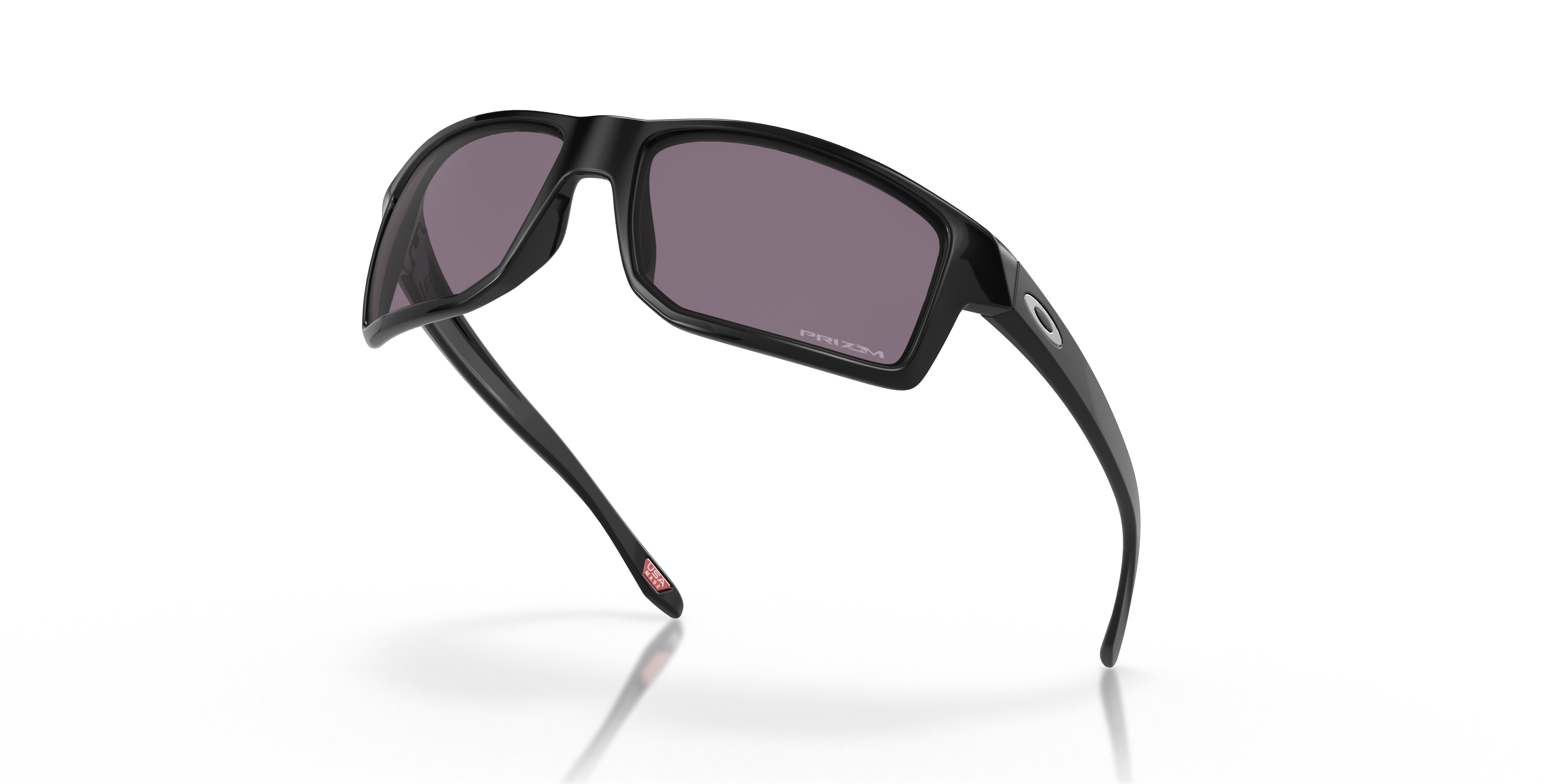 Oakley Gibston OO9449 in Polished Black / Prizm Grey, angled view #Colour_Polished Black / Prizm Grey