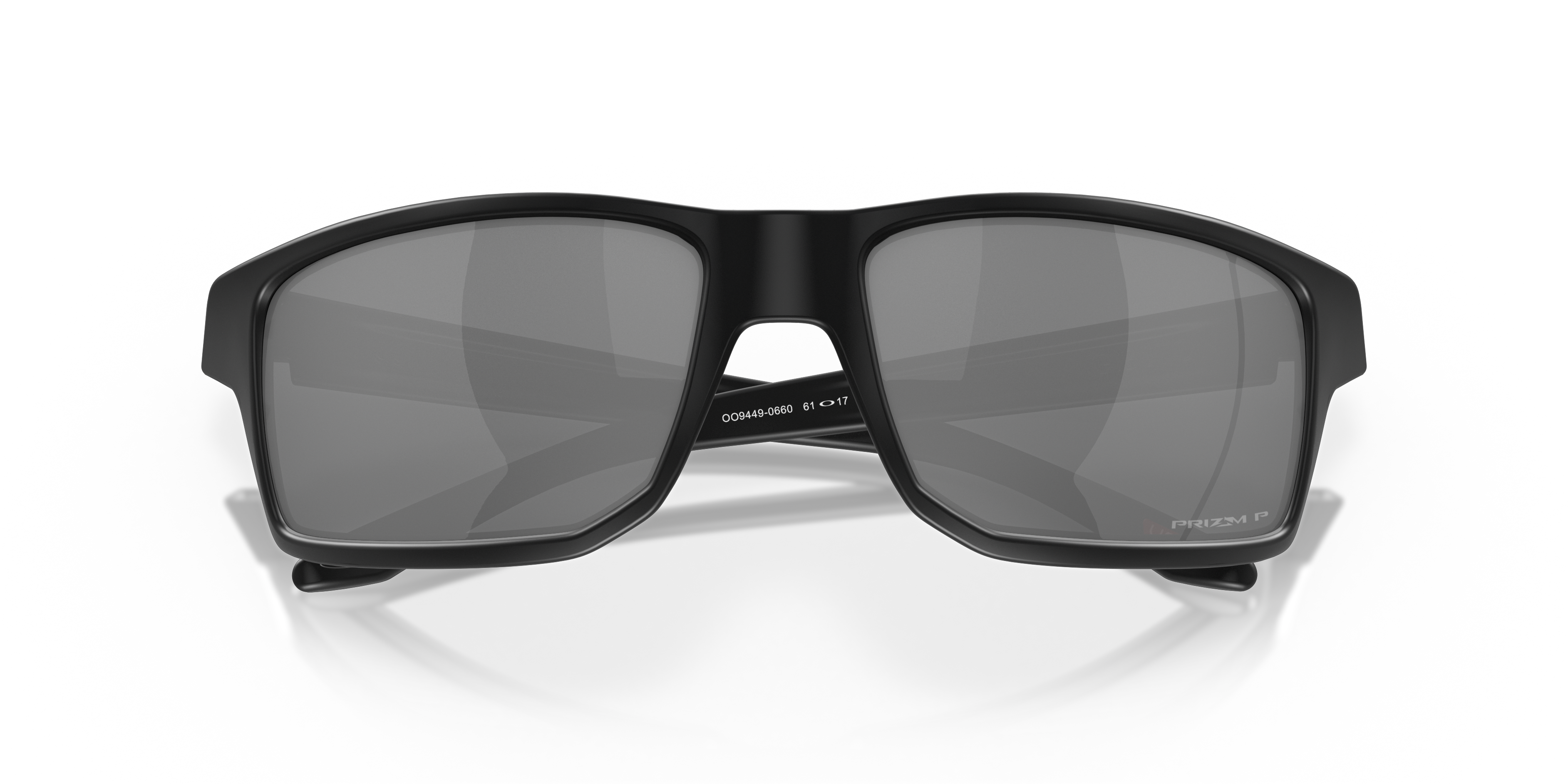 Oakley Gibston OO9449 in Matte Black / Prizm Black Polarized, front detail view #Colour_Matte Black / Prizm Black Polarized
