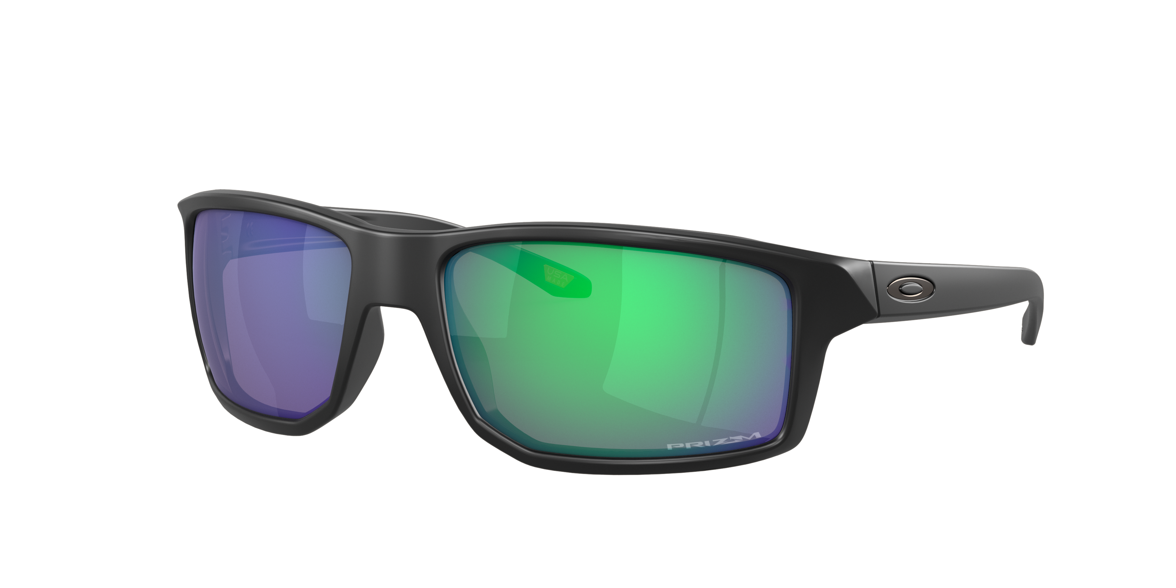 Oakley Gibston OO9449 in Matte Black / Prizm Jade, three-quarter view #Colour_Matte Black / Prizm Jade