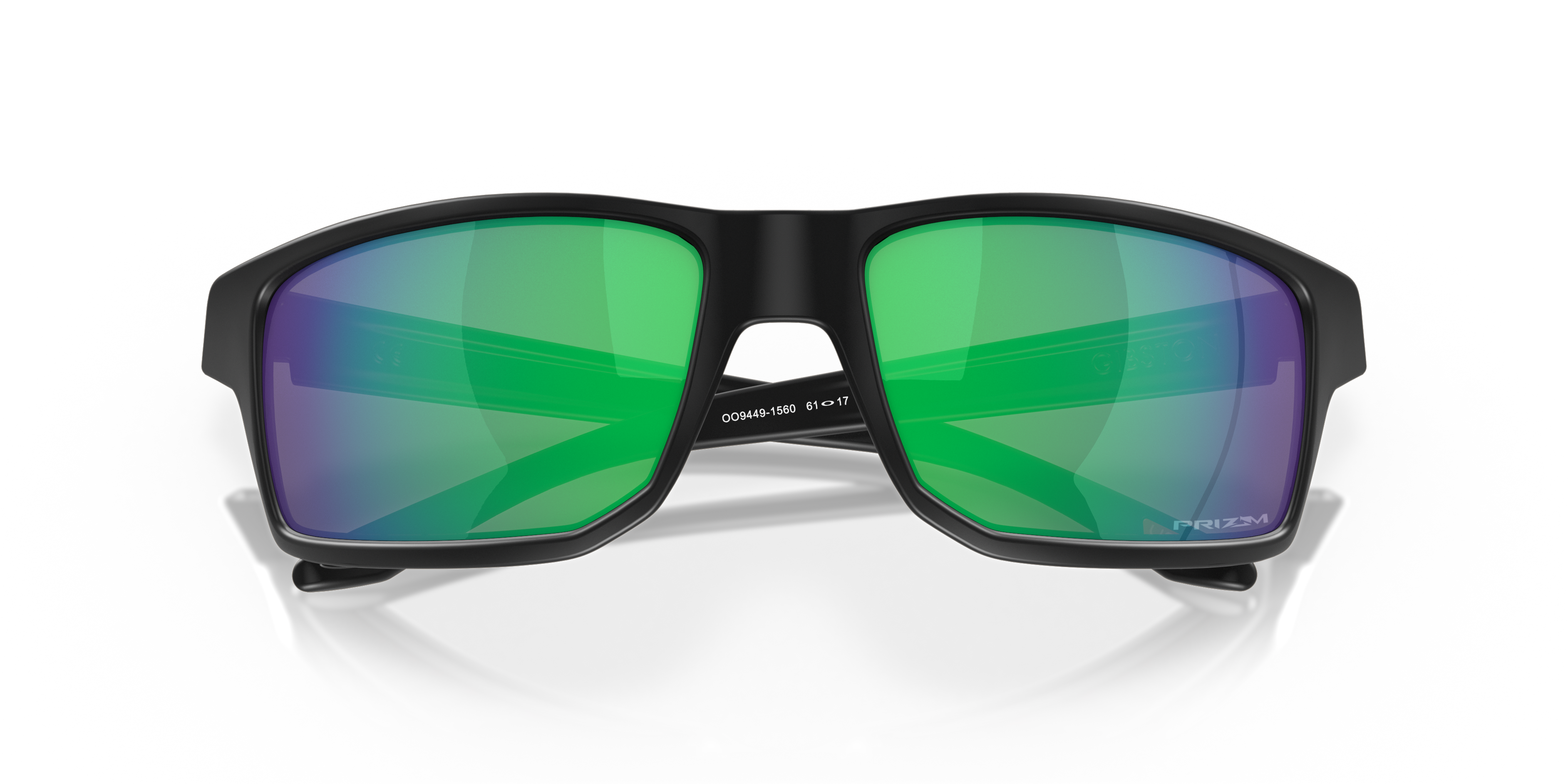 Oakley Gibston OO9449 in Matte Black / Prizm Jade, front detail view #Colour_Matte Black / Prizm Jade