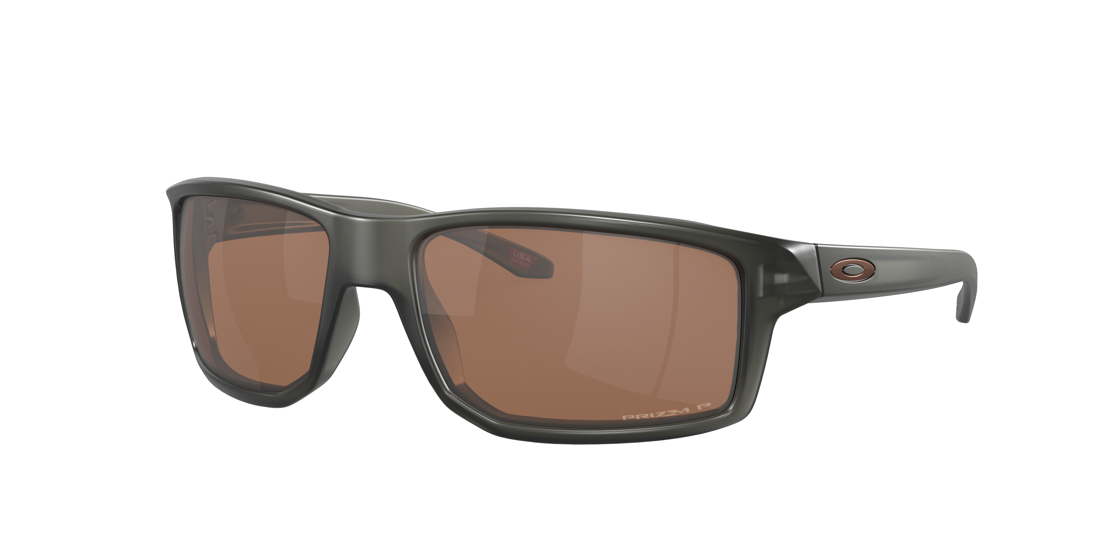 Oakley Gibston OO9449 in Matte Grey Smoke / Prizm Tungsten Polarized, three-quarter view #Colour_Matte Grey Smoke / Prizm Tungsten Polarized