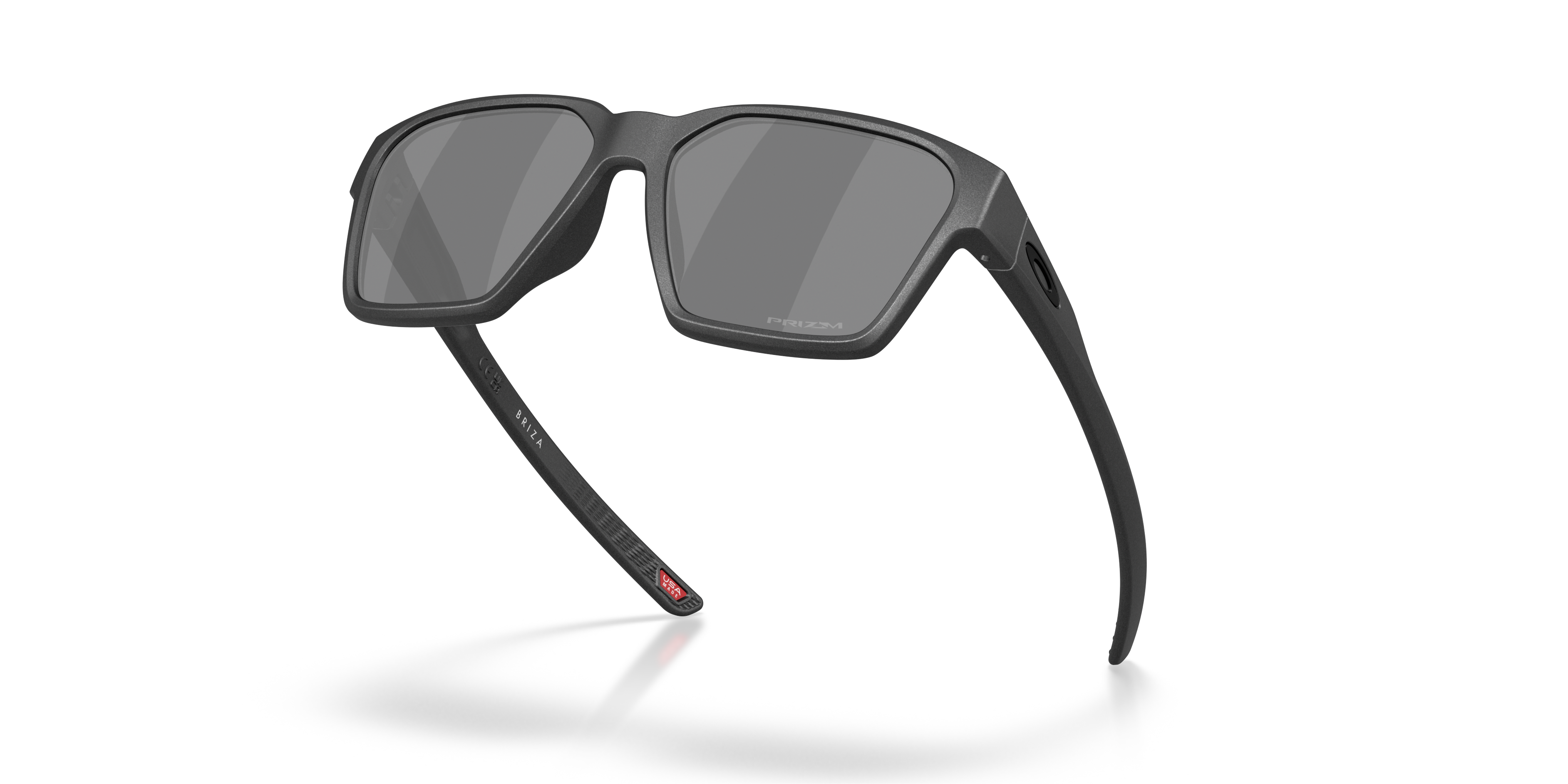 Oakley Briza OO9497 in Steel / Prizm Black, angled view #Colour_Steel / Prizm Black