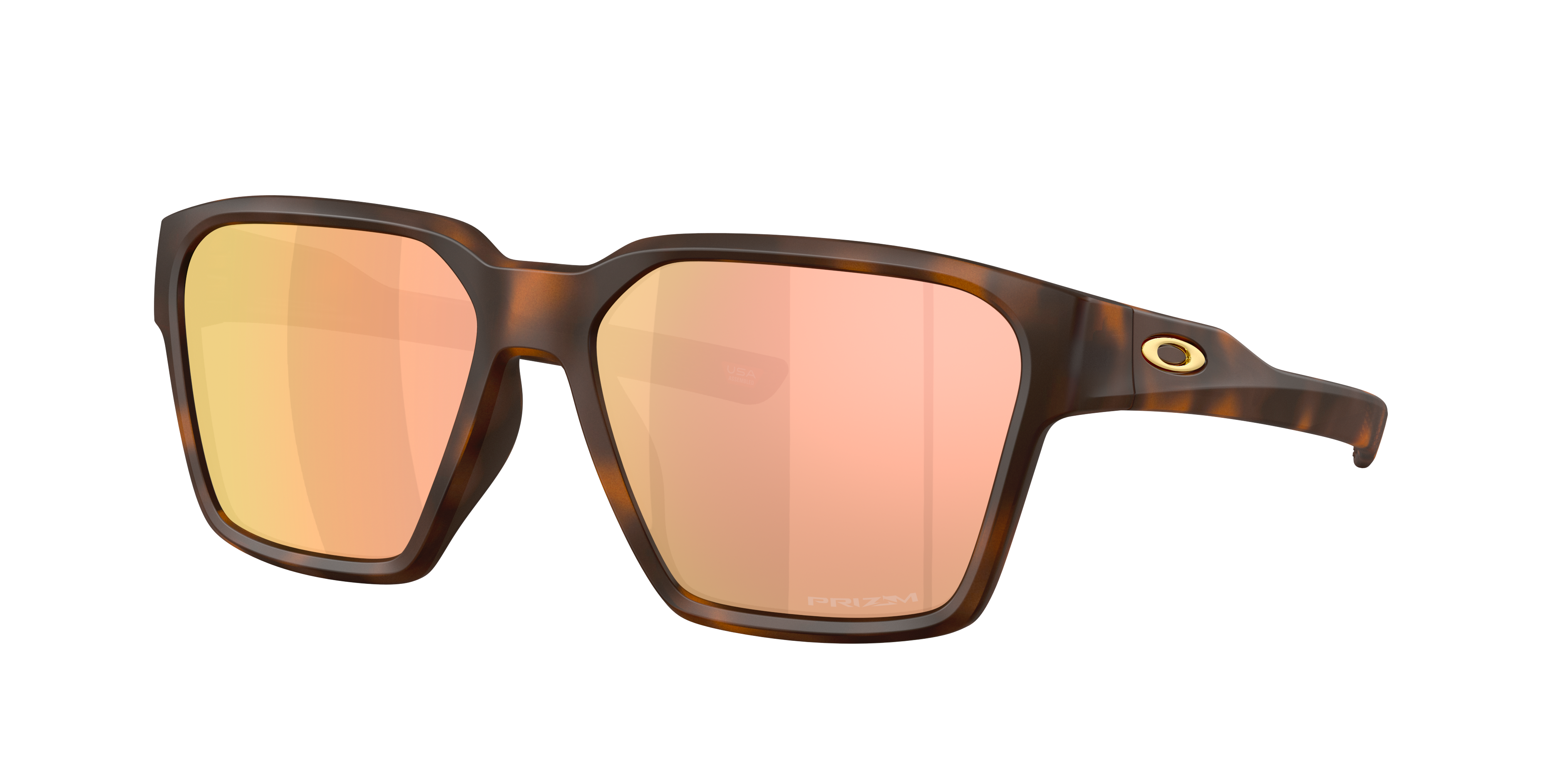 Oakley Briza OO9497 in Matt Tortoise Dark Amber / Prizm Rose Gold, three-quarter view #Colour_Matt Tortoise Dark Amber / Prizm Rose Gold