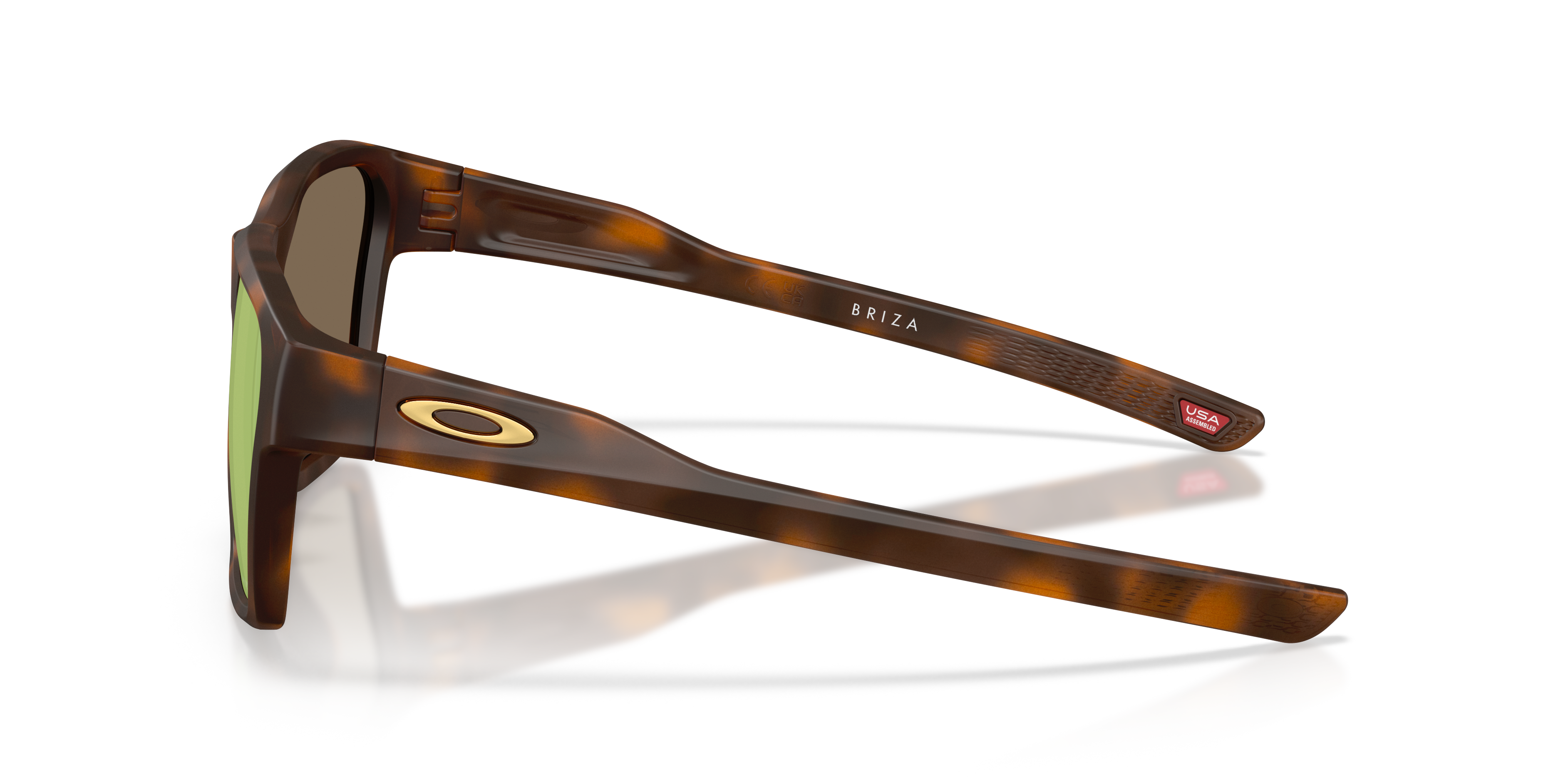 Oakley Briza OO9497 in Matt Tortoise Dark Amber / Prizm Rose Gold, side view #Colour_Matt Tortoise Dark Amber / Prizm Rose Gold