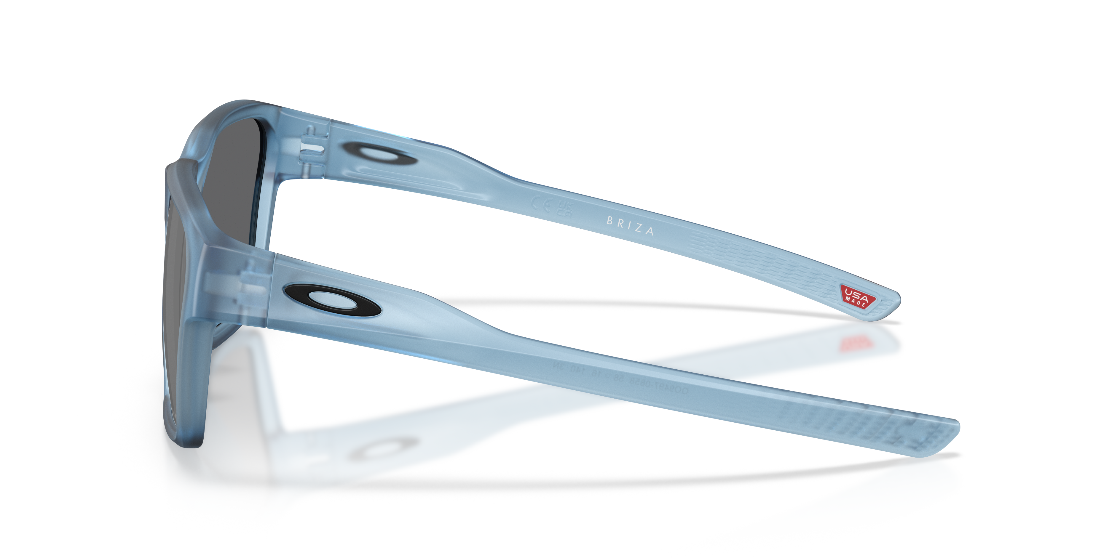 Oakley Briza OO9497 in Matt Transparent Stonewash / Prizm Black, side view #Colour_Matt Transparent Stonewash / Prizm Black