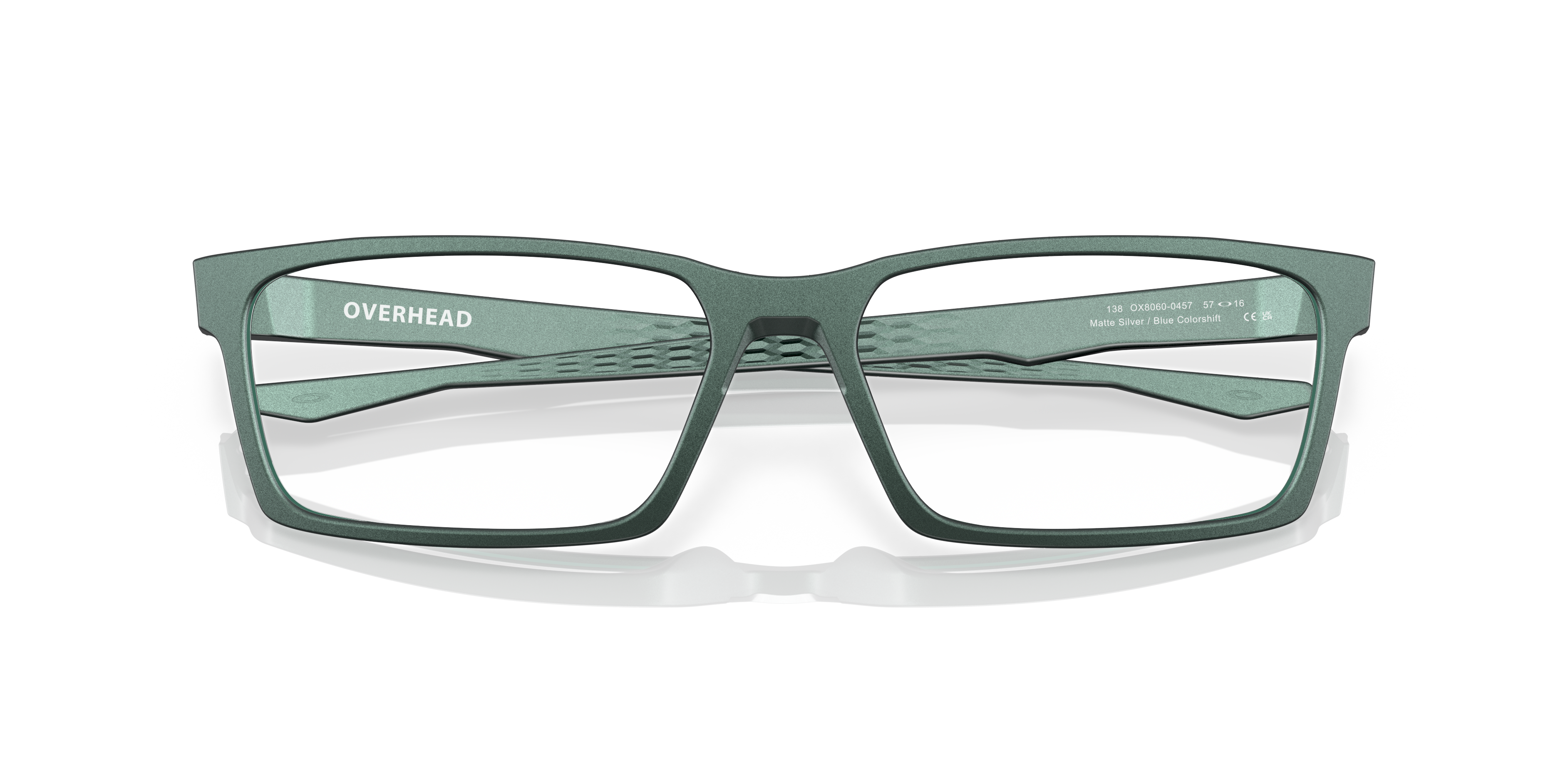 Oakley Overhead OX8060 in Matte Dark Silver/Blue Colorshift, front detail view #Colour_Matte Dark Silver/Blue Colorshift