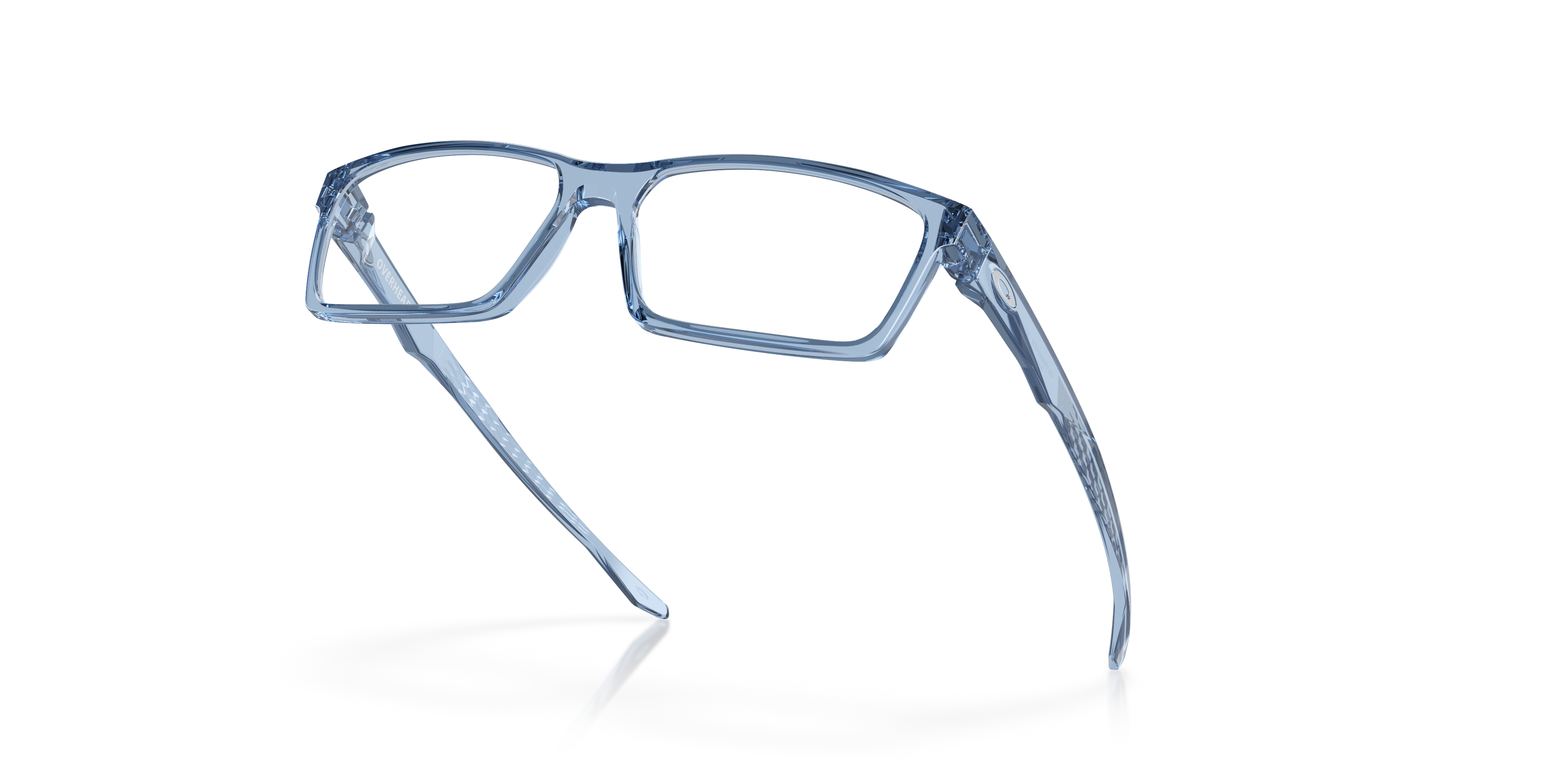 Oakley Overhead OX8060 in Transparent Blue, angled view #Colour_Transparent Blue